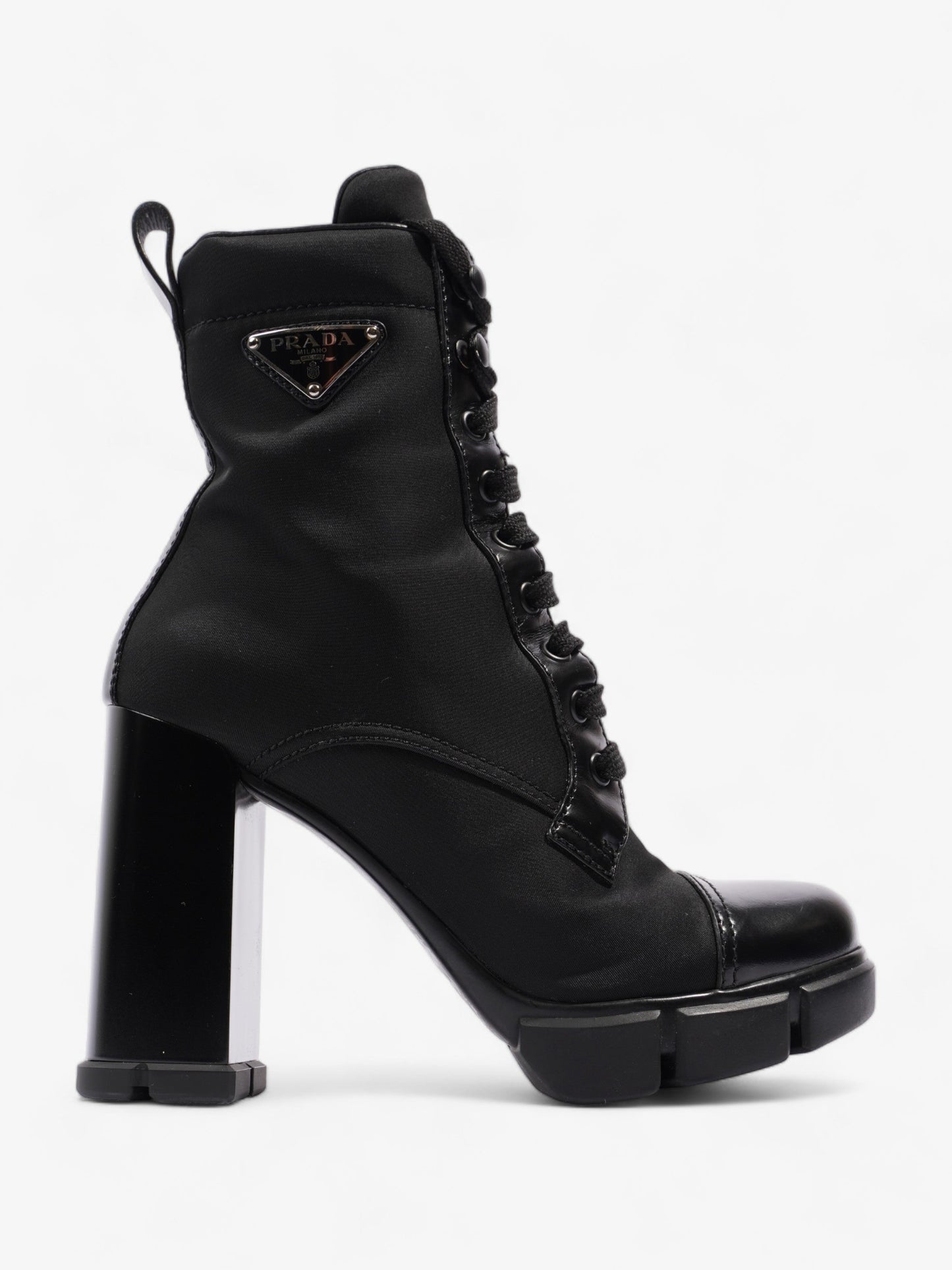 Prada Triangle Logo Boot 100 Black Re Nylon EU 37 UK 4