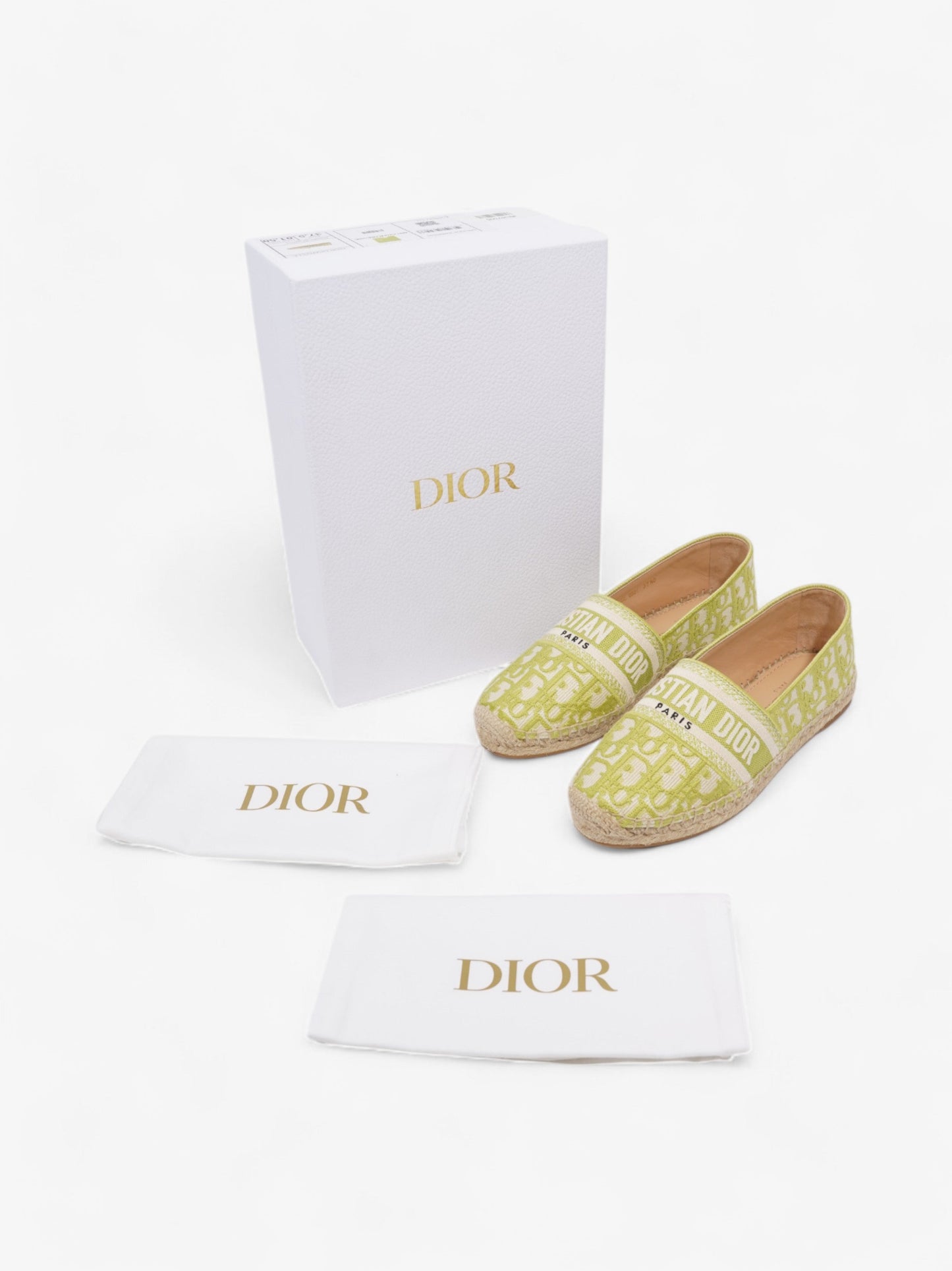 Christian Dior Granville Lime Cotton EU 37.5 UK 4.5