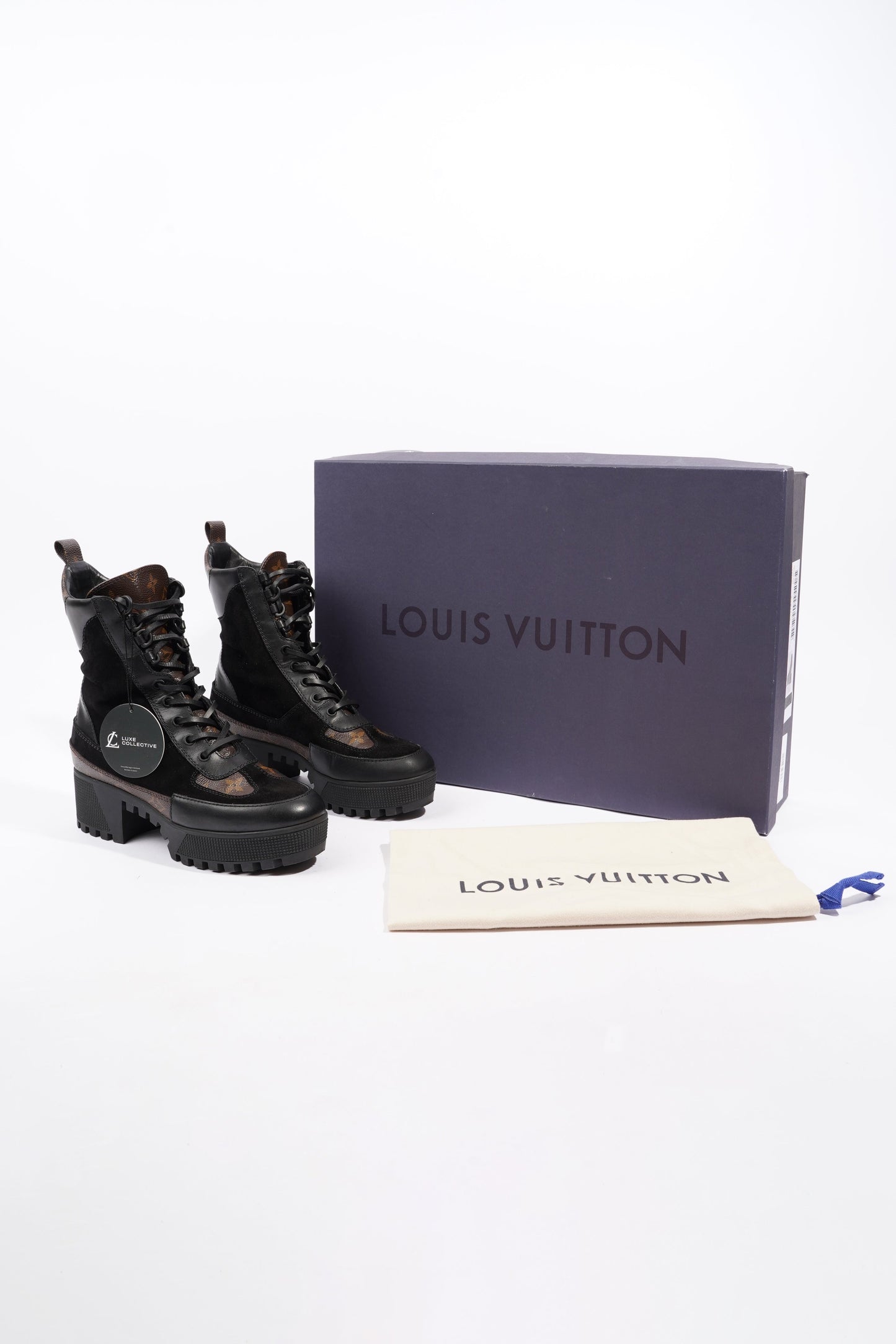 Louis Vuitton Laureate Platform Desert Boots 40mm Black / Monogram Suede EU 36.5 UK 3.5
