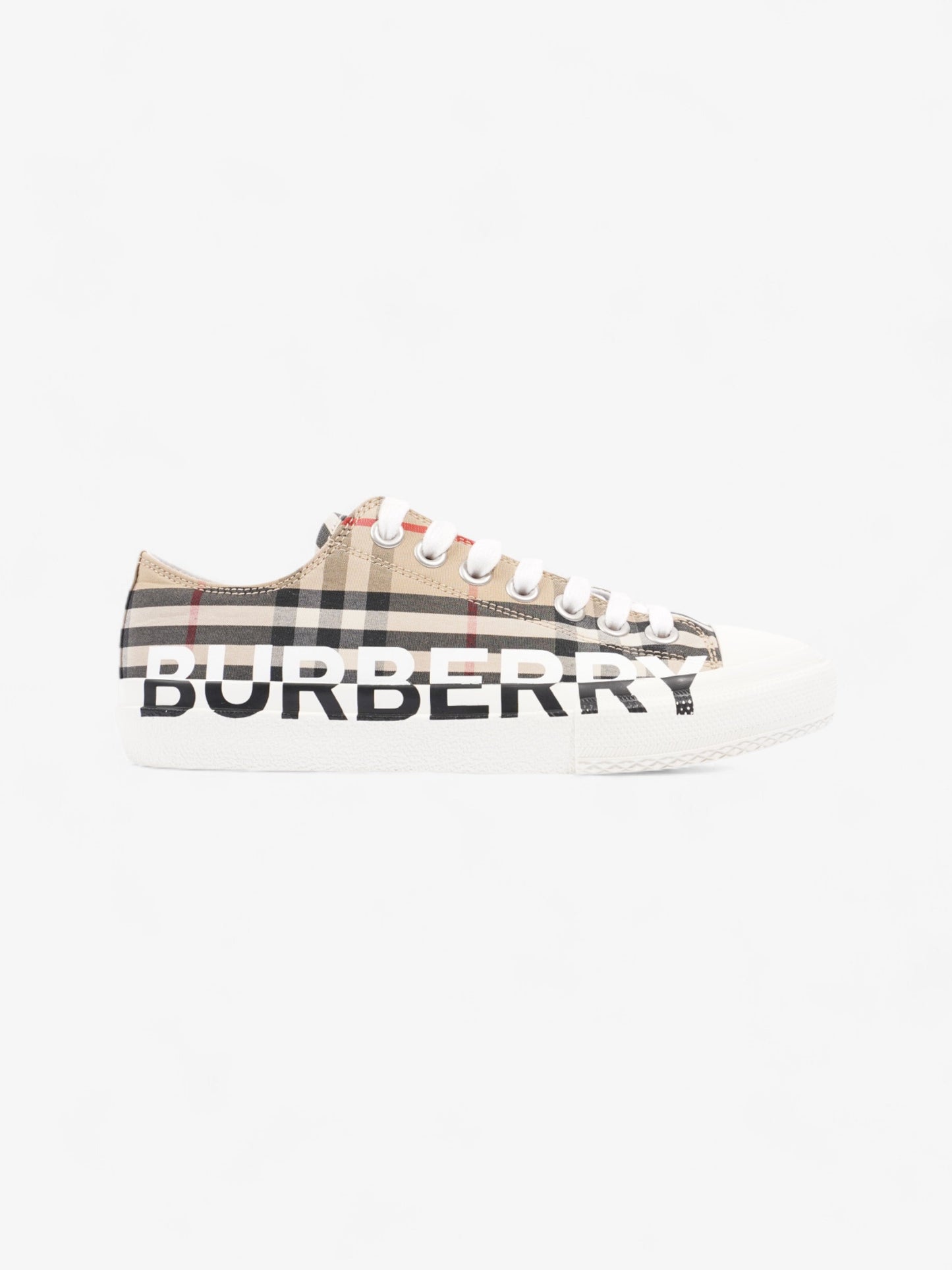 Burberry Lark Sneakers Beige Checkered / Black / White Canvas EU 37 UK 4