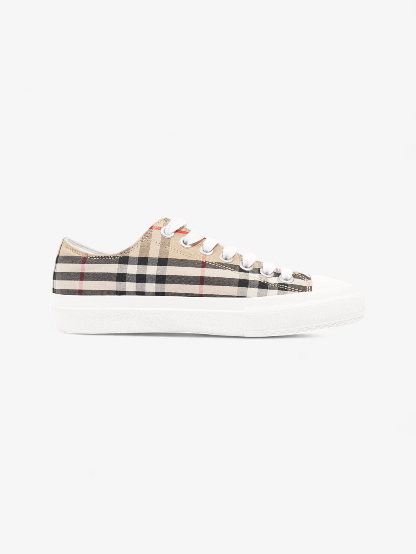 Burberry Lark Sneakers Beige Checkered / Black / White Canvas EU 37 UK 4