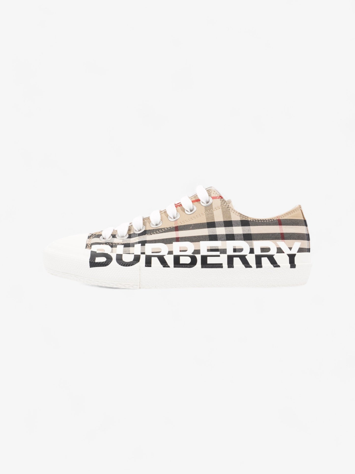 Burberry Lark Sneakers Beige Checkered / Black / White Canvas EU 37 UK 4