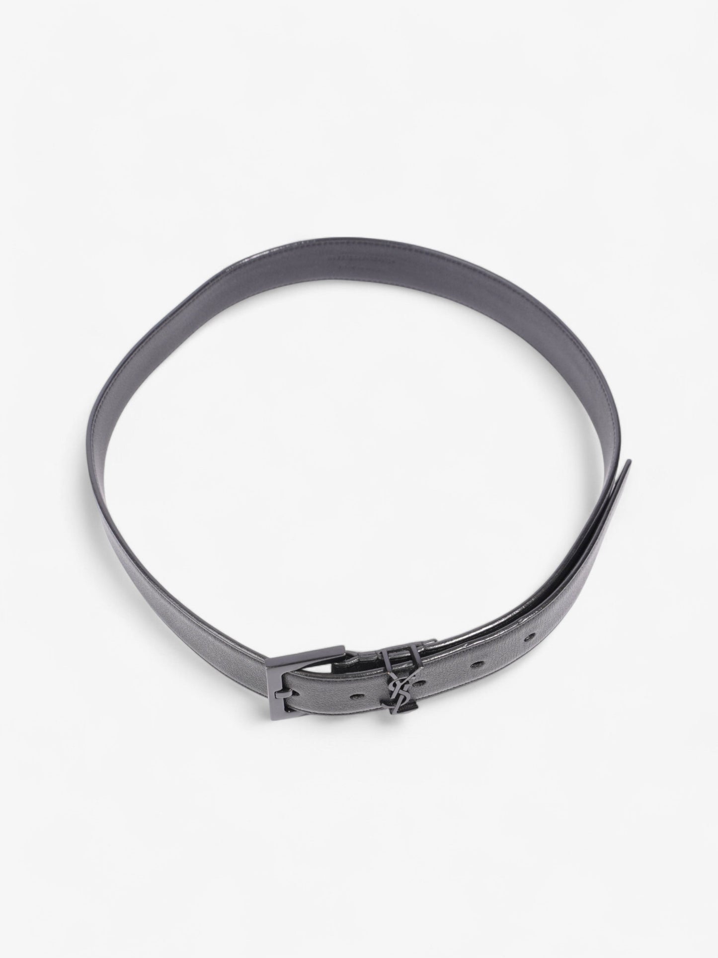 Saint Laurent Monogram Belt Black Leather 75