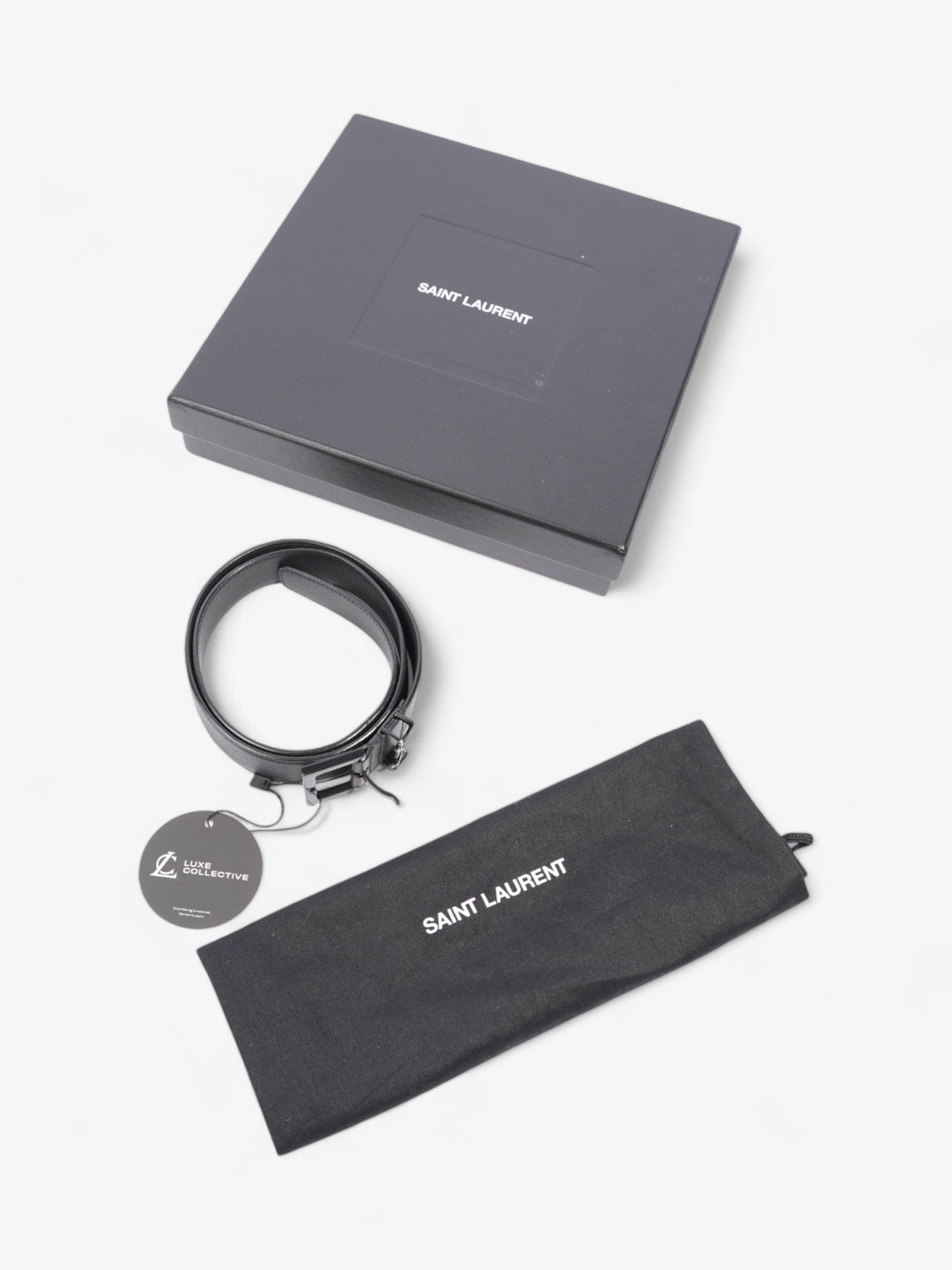 Saint Laurent Monogram Belt Black Leather 75