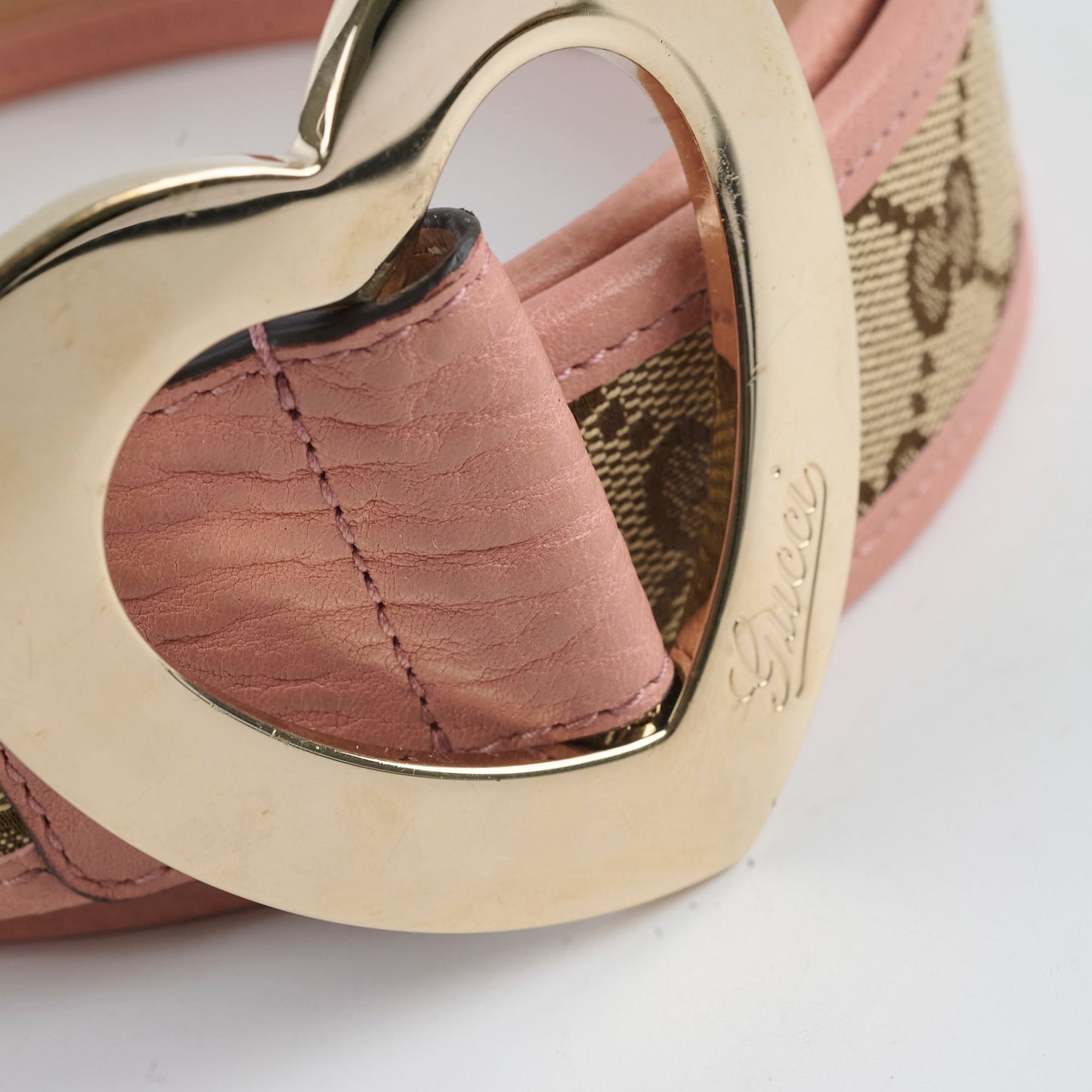 Gucci Woman's Belt Heart Buckle Pink Size 85