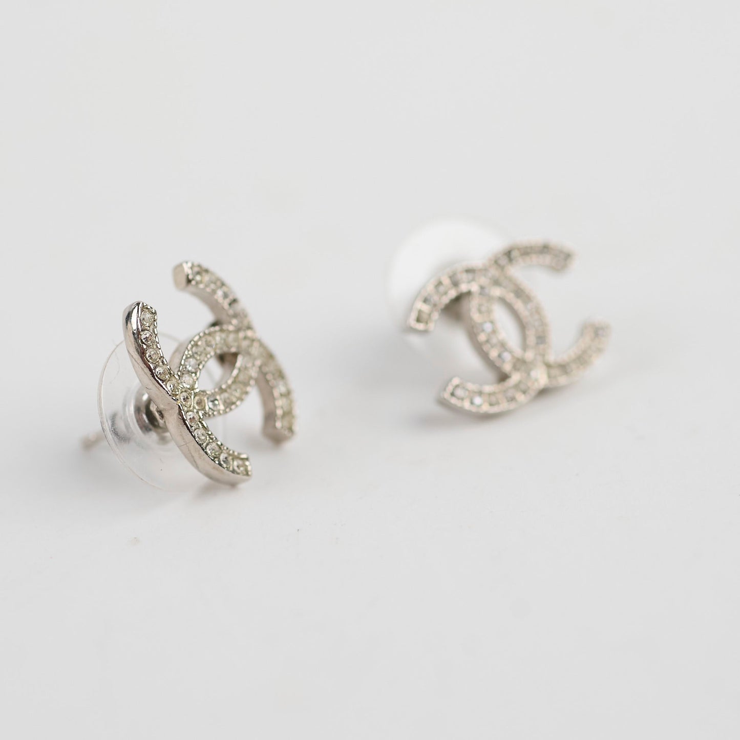 Chanel CC Logo Crystal Earrings