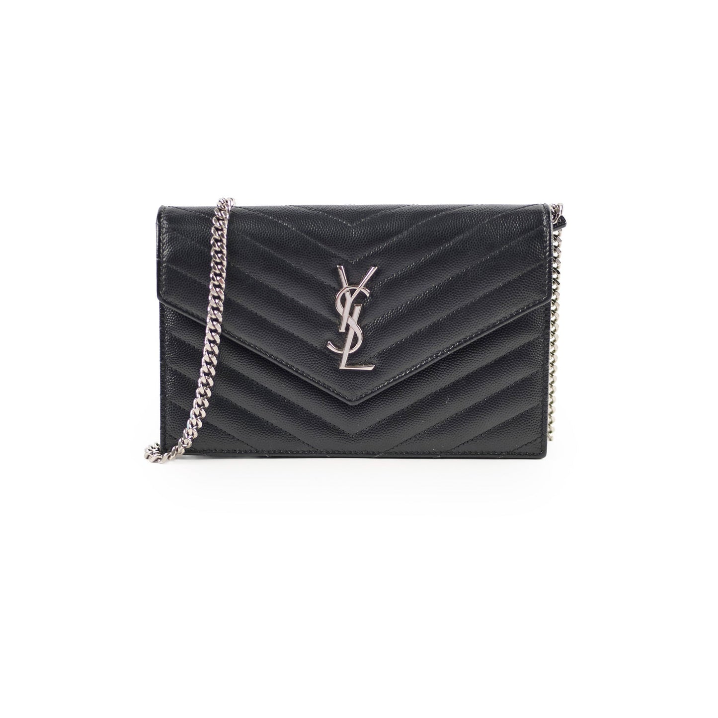 Saint Laurent Cassandre Envelope Wallet on Chain WOC Black