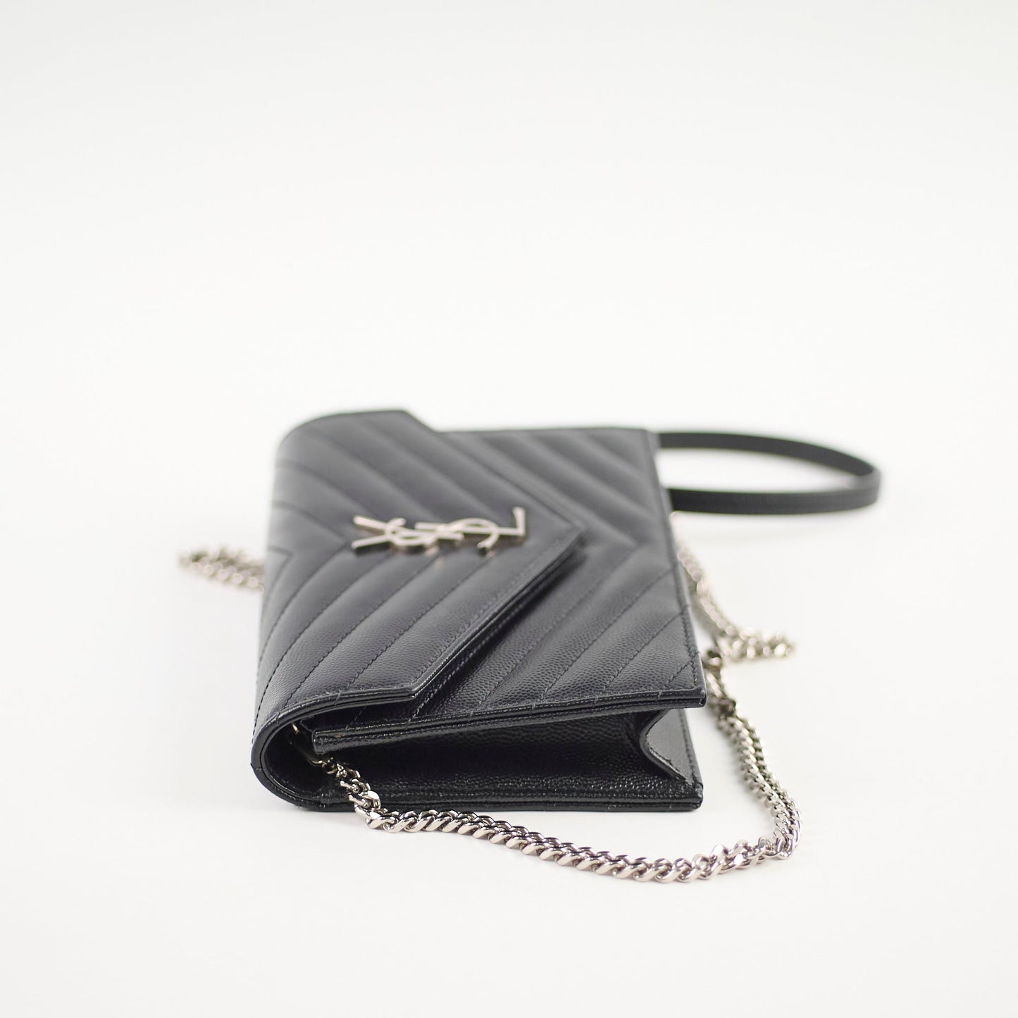 Saint Laurent Cassandre Envelope Wallet on Chain WOC Black