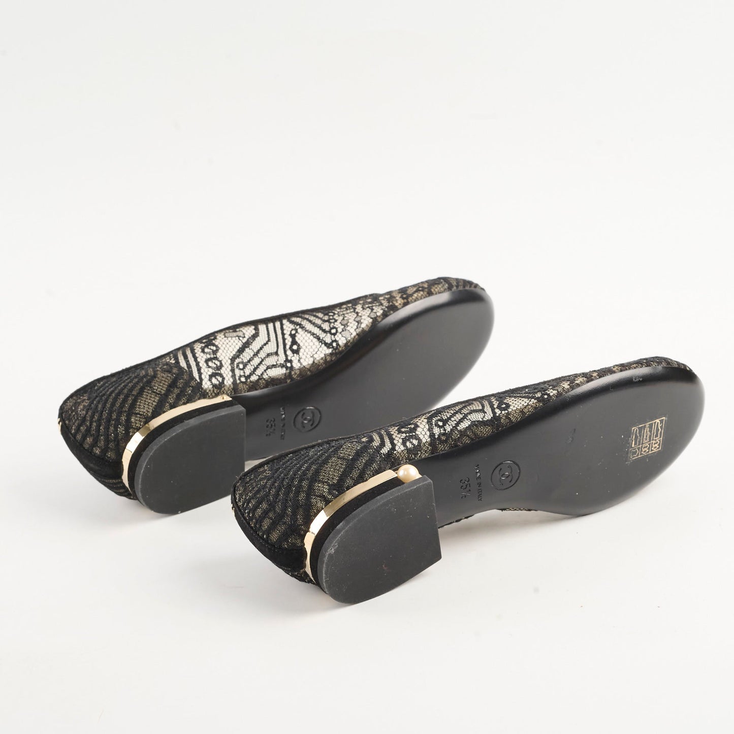 Chanel Lace Ballet Flats Black Size 35.5
