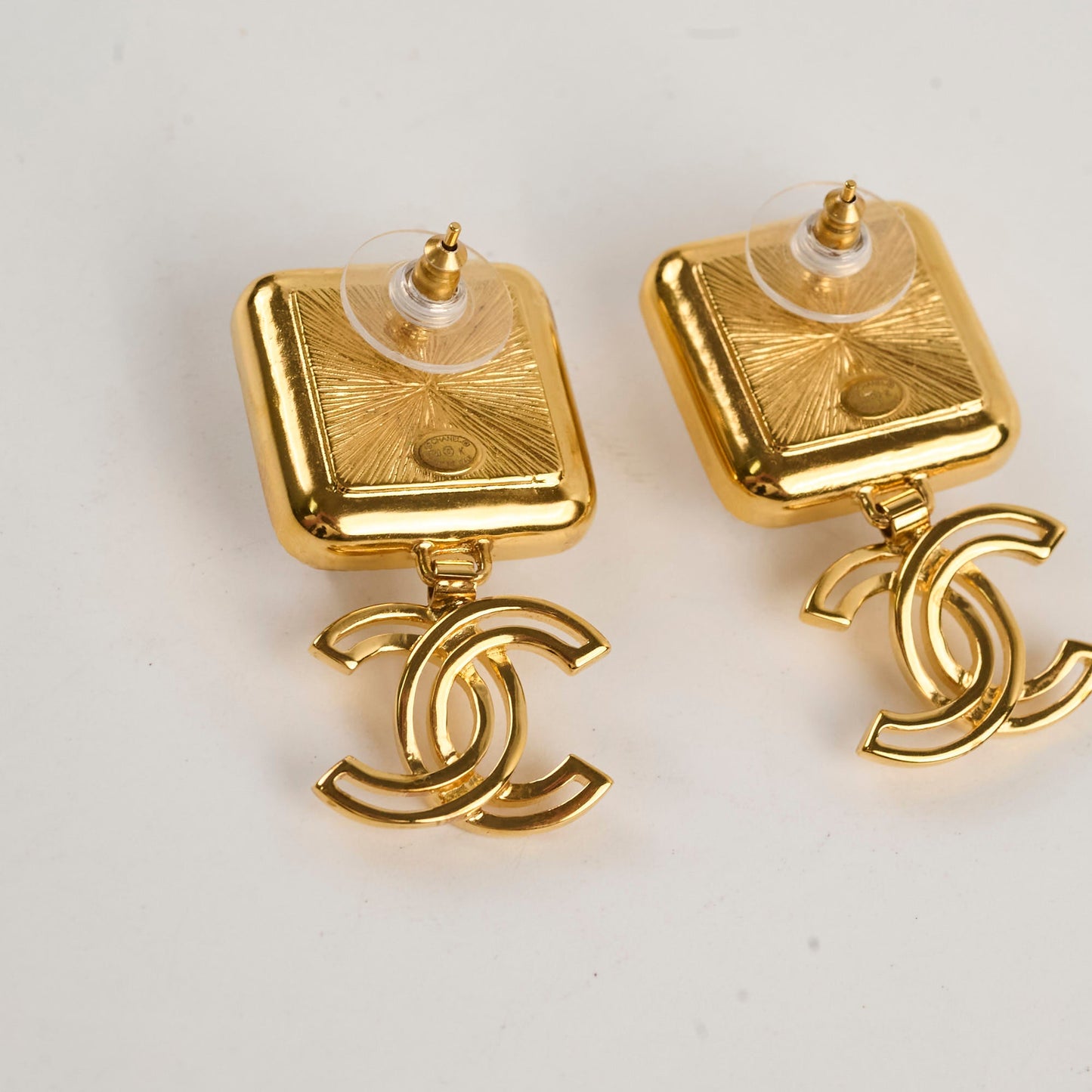 Chanel Square Pearl Drop CC Earrings