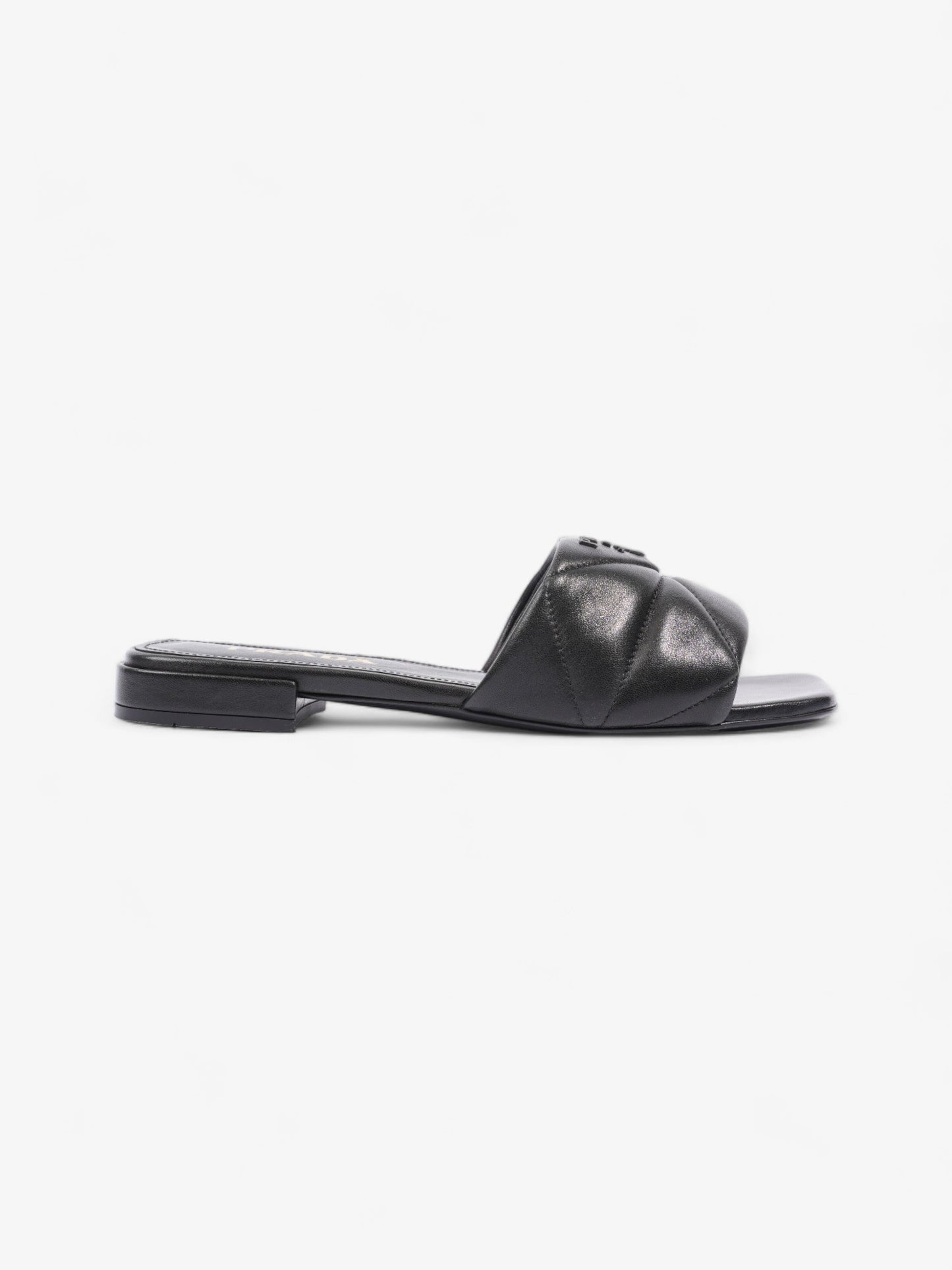 Prada Logo Sandali Quilted Black Nappa Leather EU 38 UK 5