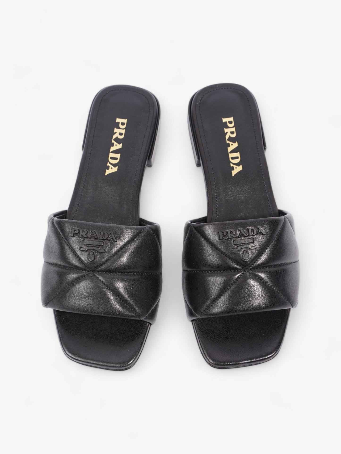 Prada Logo Sandali Quilted Black Nappa Leather EU 38 UK 5