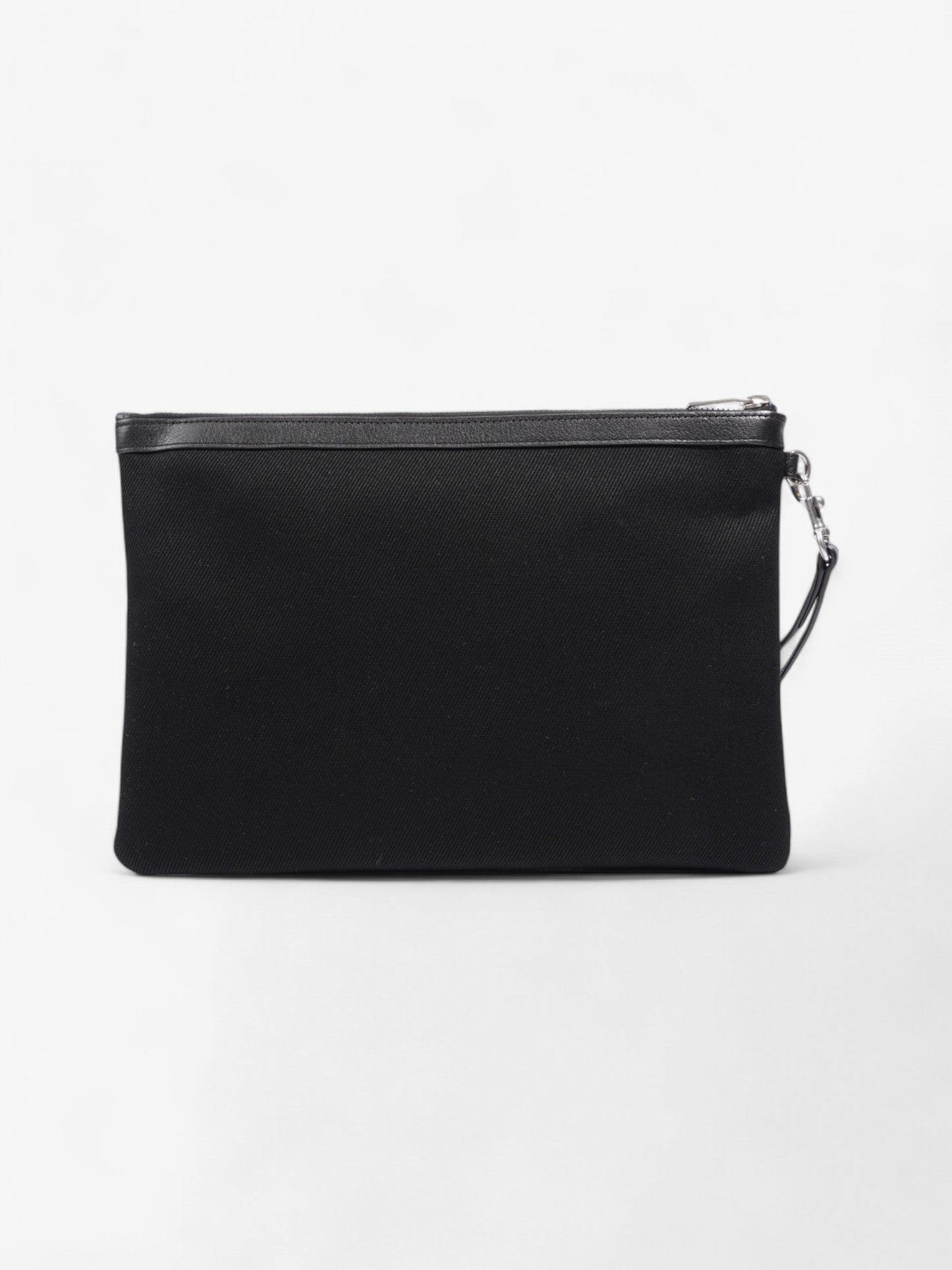 Saint Laurent Rive Gauche Wristlet Black / White Canvas