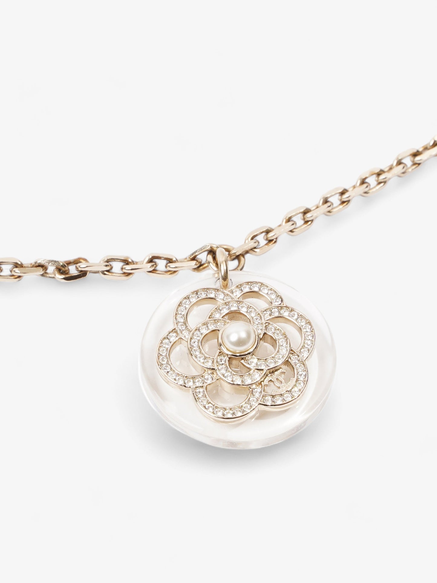 Chanel CC Three Pendant Necklace Light Gold Base Metal