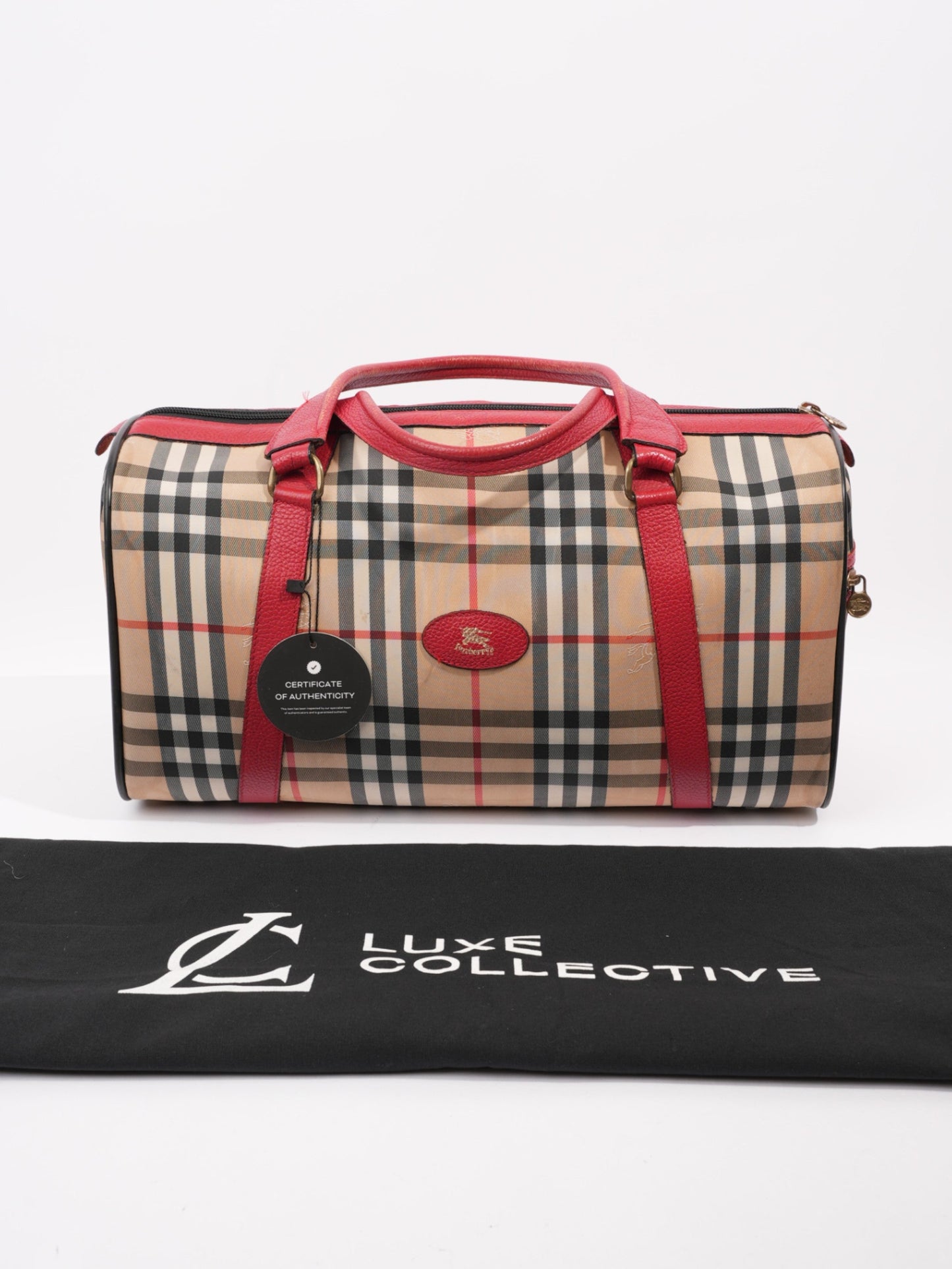 Burberry Barrel Red / Haymarket Check Canvas