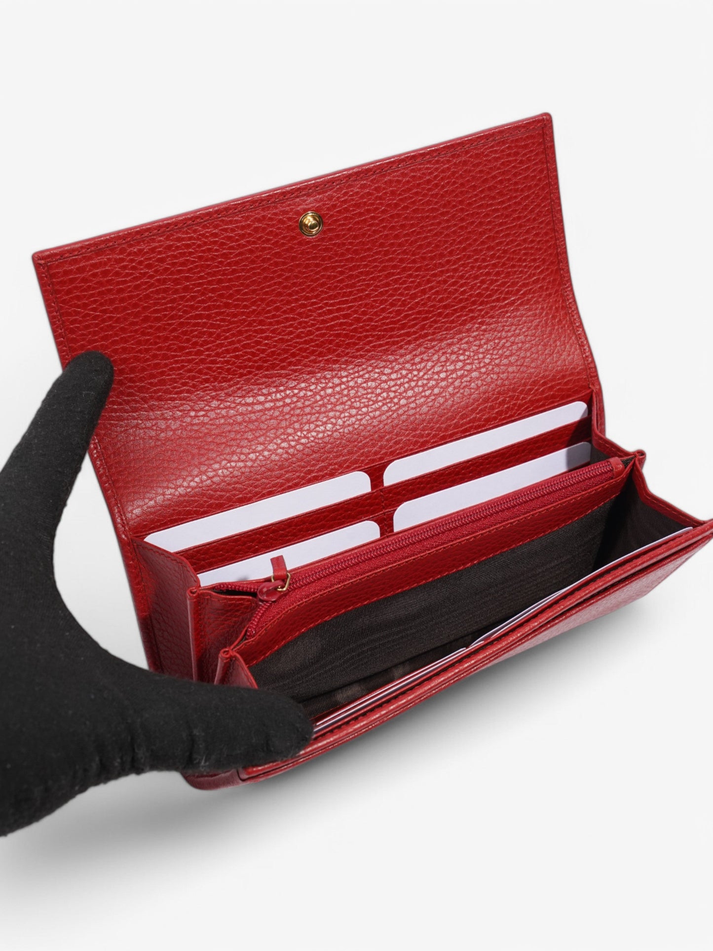 Gucci GG Marmont Long Continental Wallet Hibiscus Red Calfskin Leather