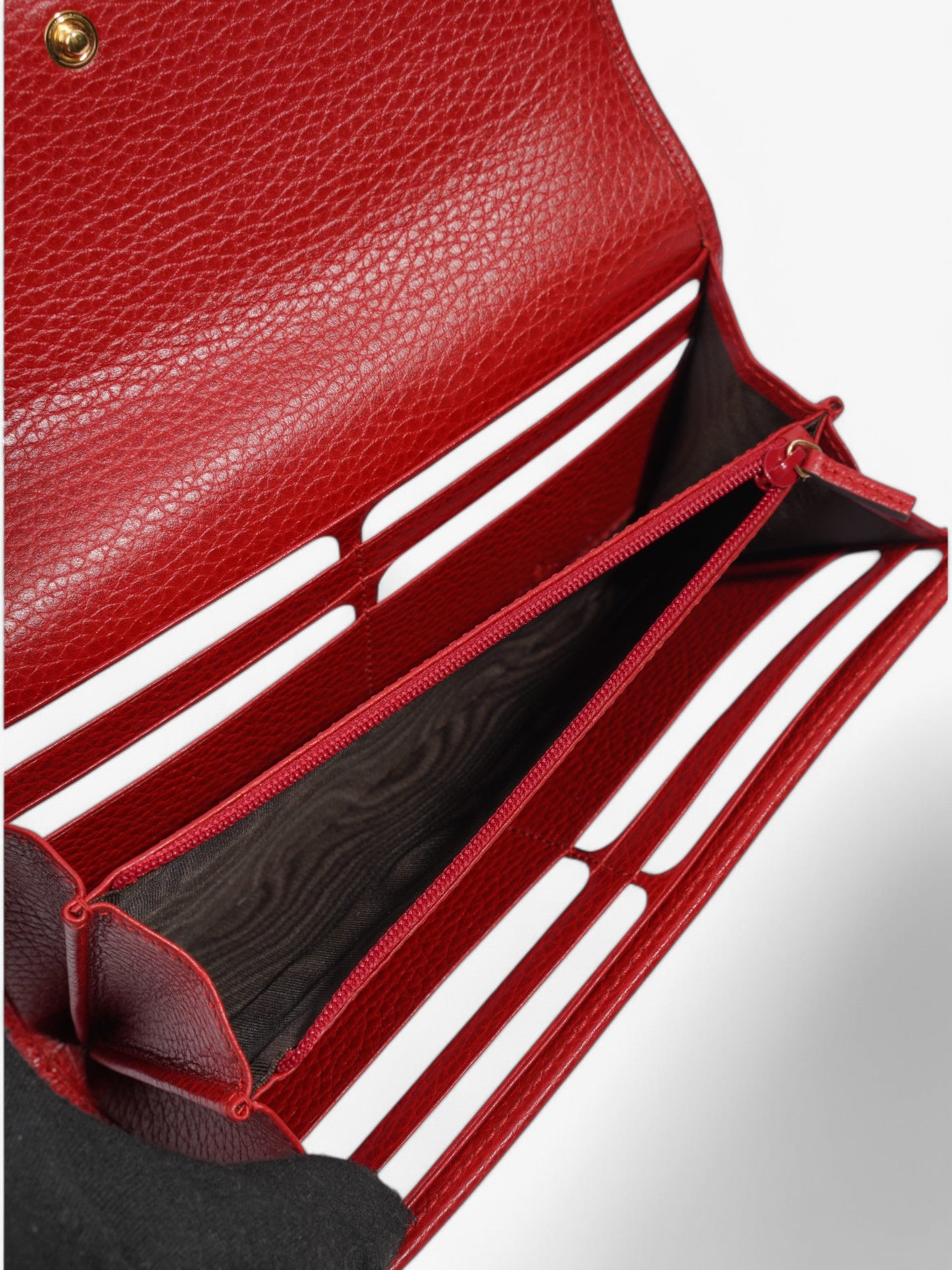 Gucci GG Marmont Long Continental Wallet Hibiscus Red Calfskin Leather