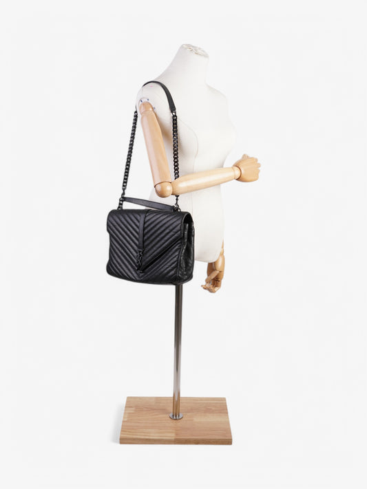 Saint Laurent College Black Lambskin Leather Large