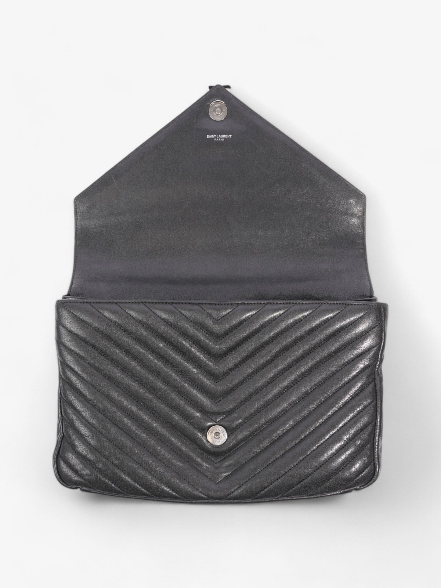 Saint Laurent College Black Lambskin Leather Large