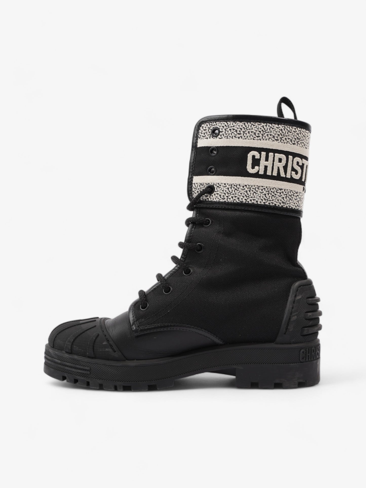 Christian Dior D-Major Ankle Boots Black / Cream Technical Fabric EU 38.5 UK 5.5