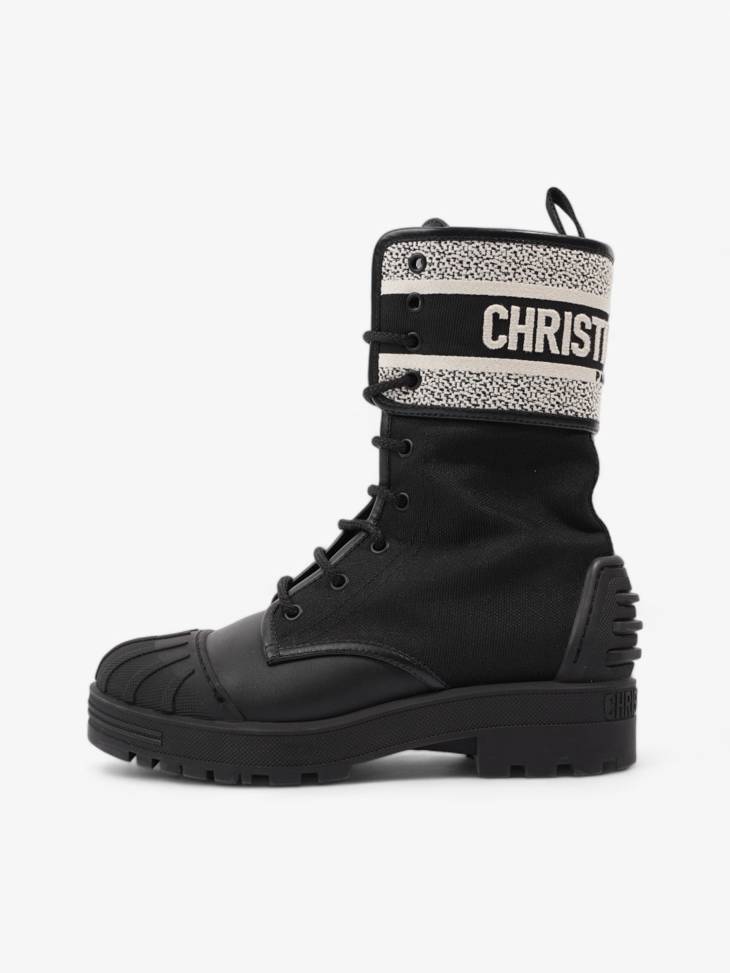 Christian Dior D-Major Ankle Boots Black / Cream Technical Fabric EU 38.5 UK 5.5