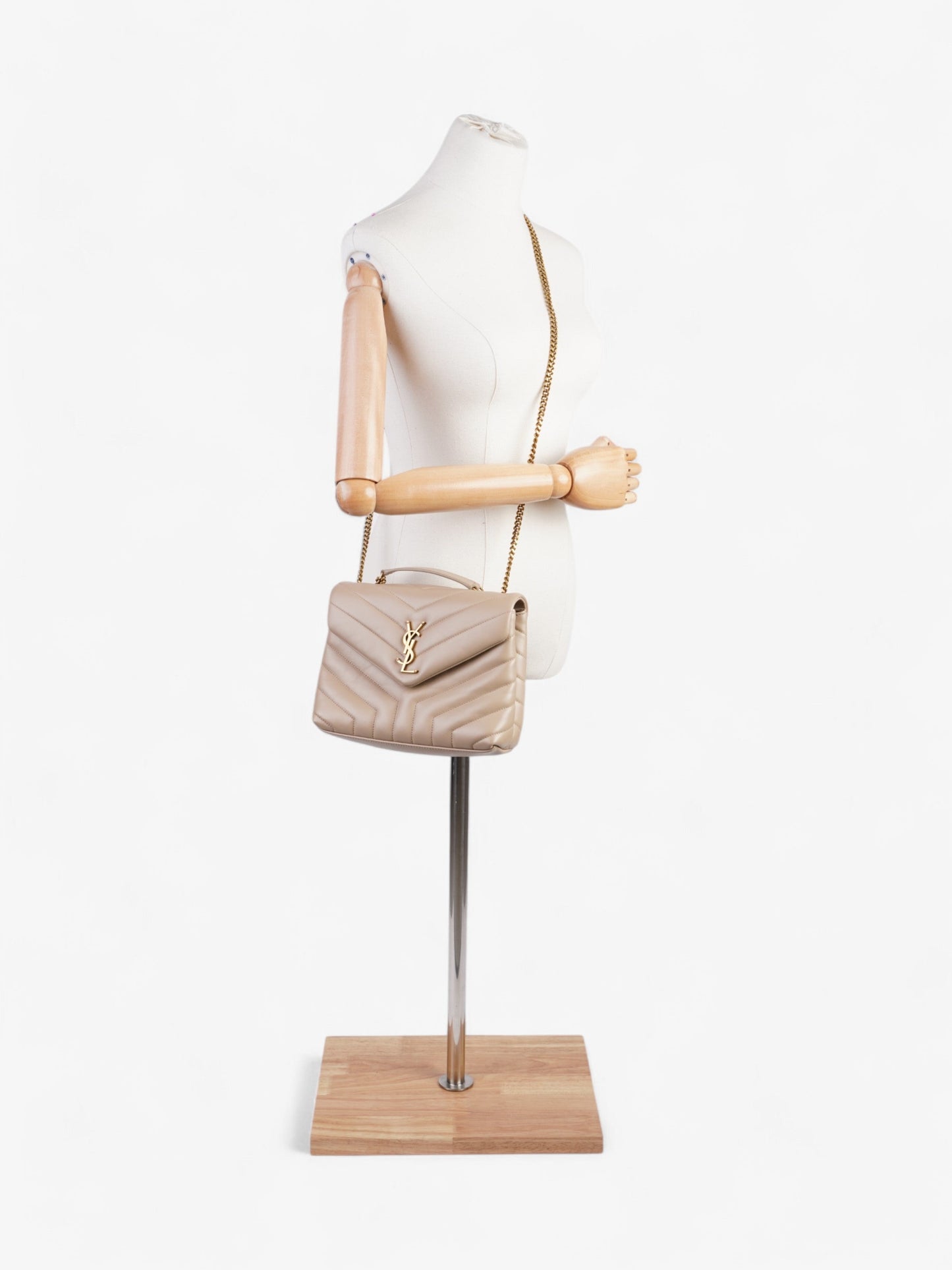 Saint Laurent Lou Lou Dark Beige Calfskin Leather Small