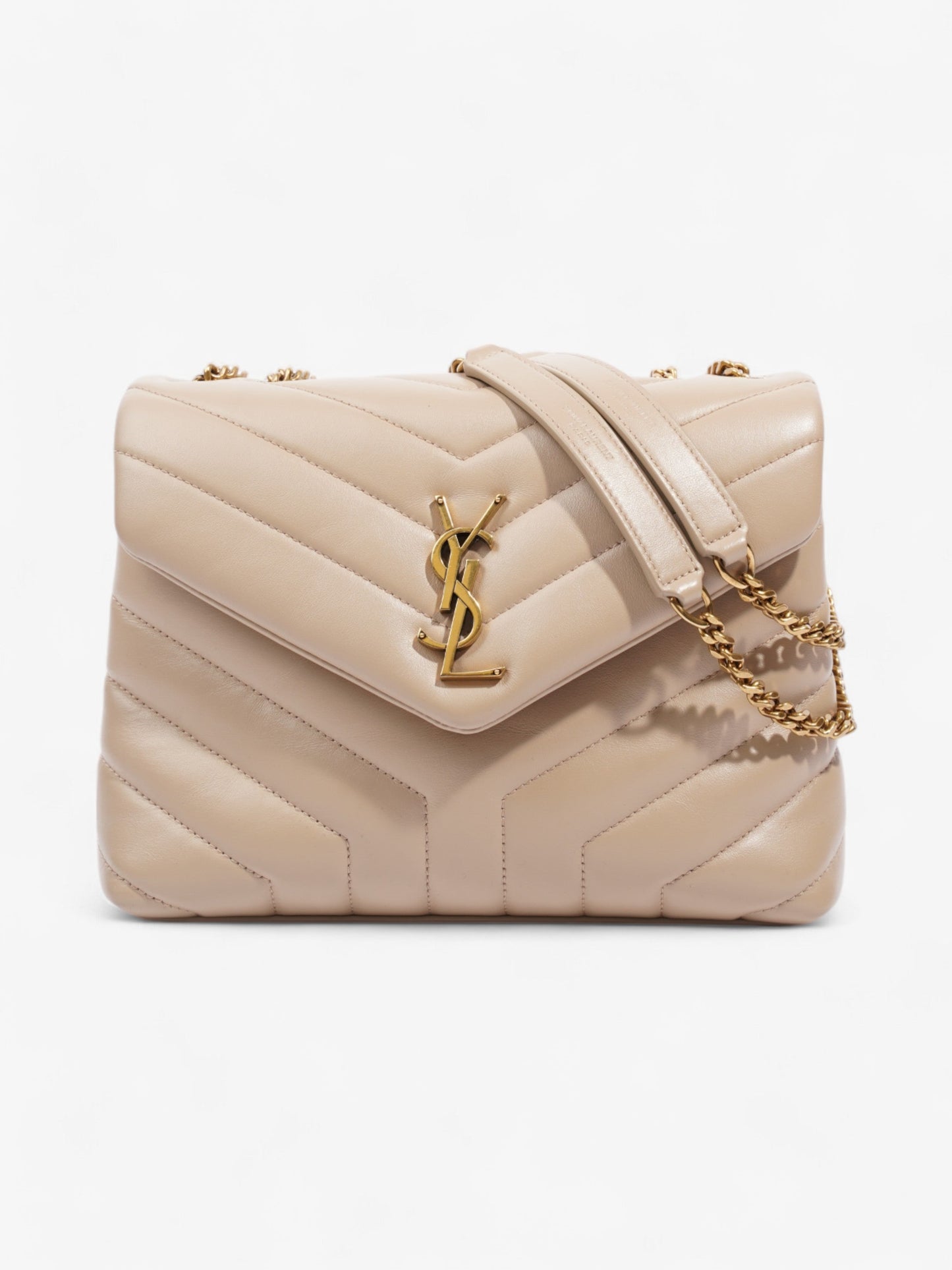 Saint Laurent Lou Lou Dark Beige Calfskin Leather Small