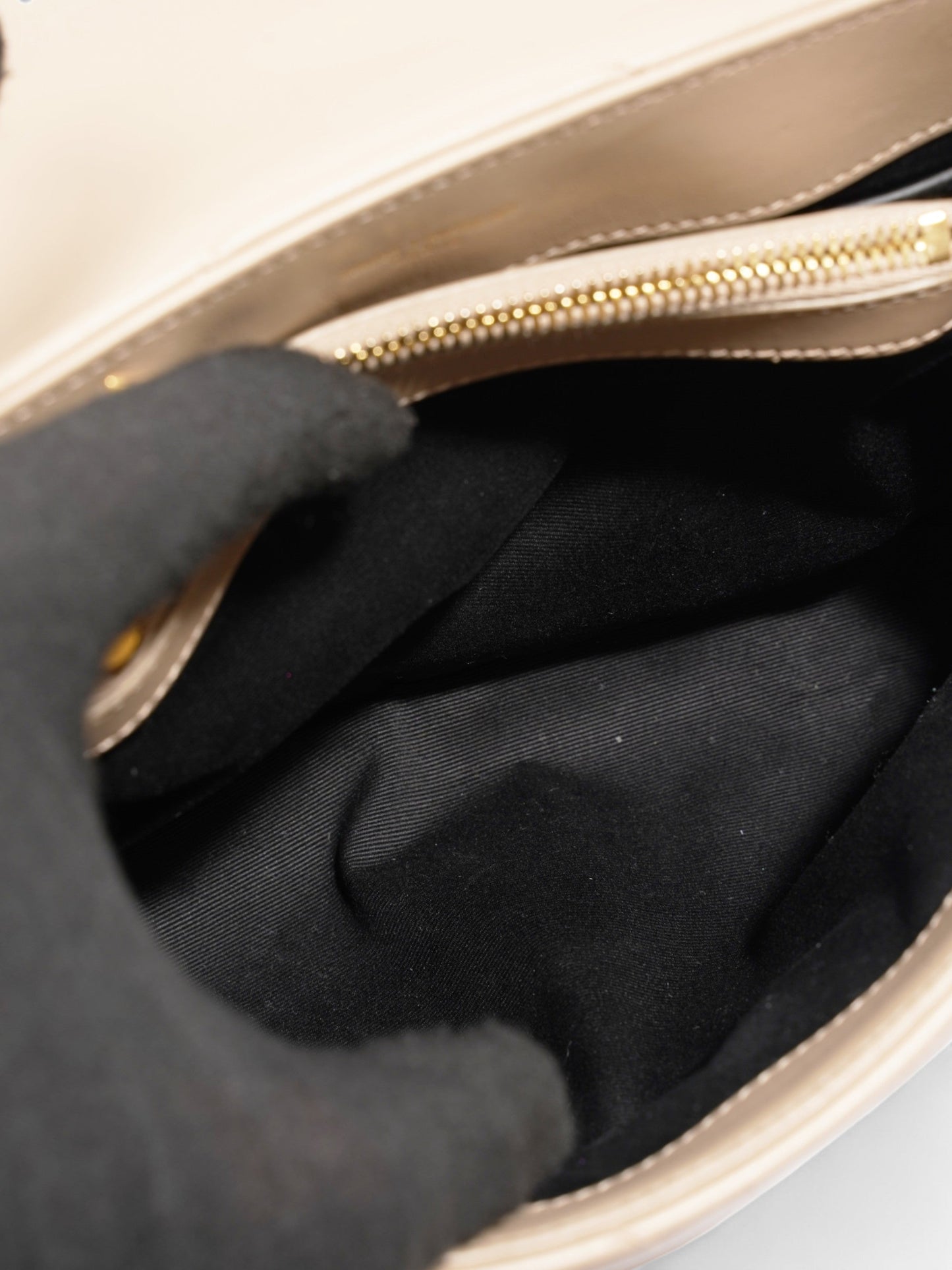 Saint Laurent Lou Lou Dark Beige Calfskin Leather Small