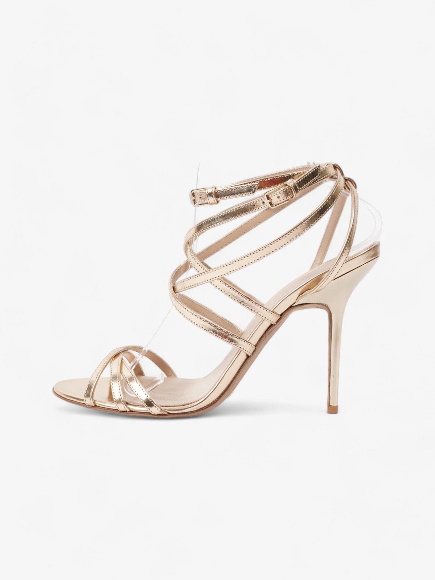 Burberry Strappy Heels 80mm Gold Patent Leather EU 41 UK 8