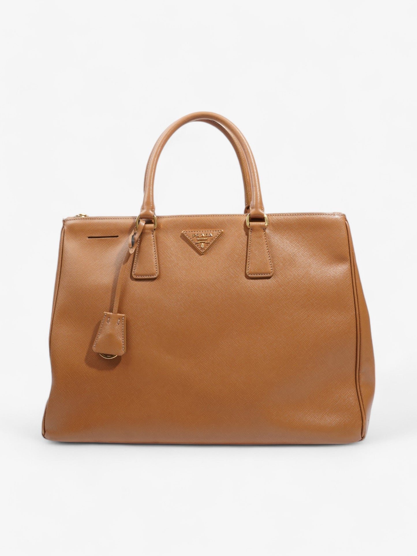 Prada Galleria Double Zip Tote Caramel Saffiano Leather Large