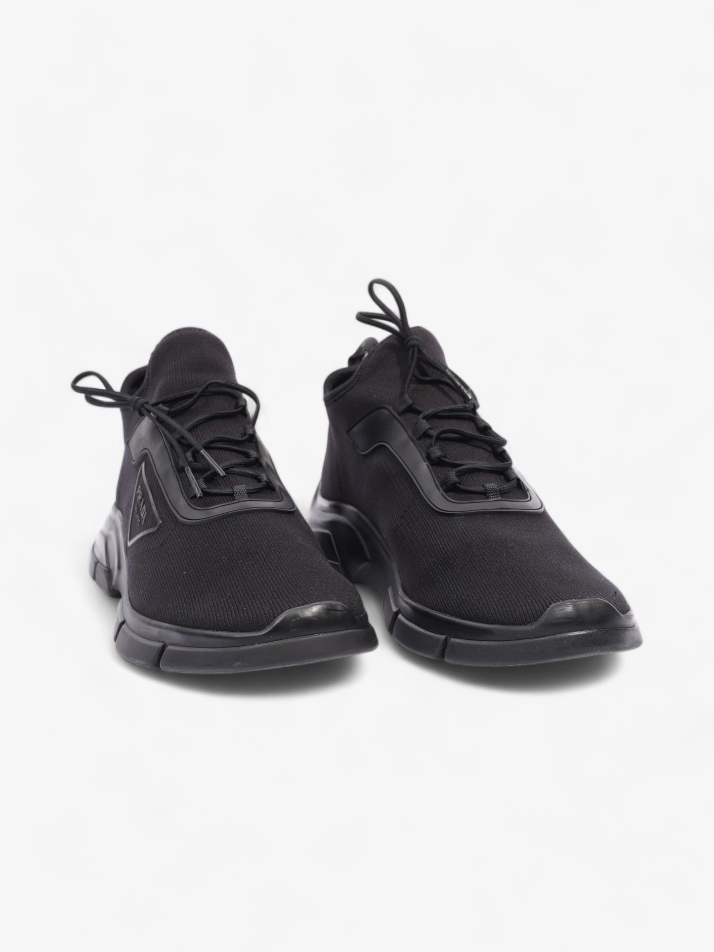 Prada Logo Running Sneakers Black Knit EU 40 UK 6