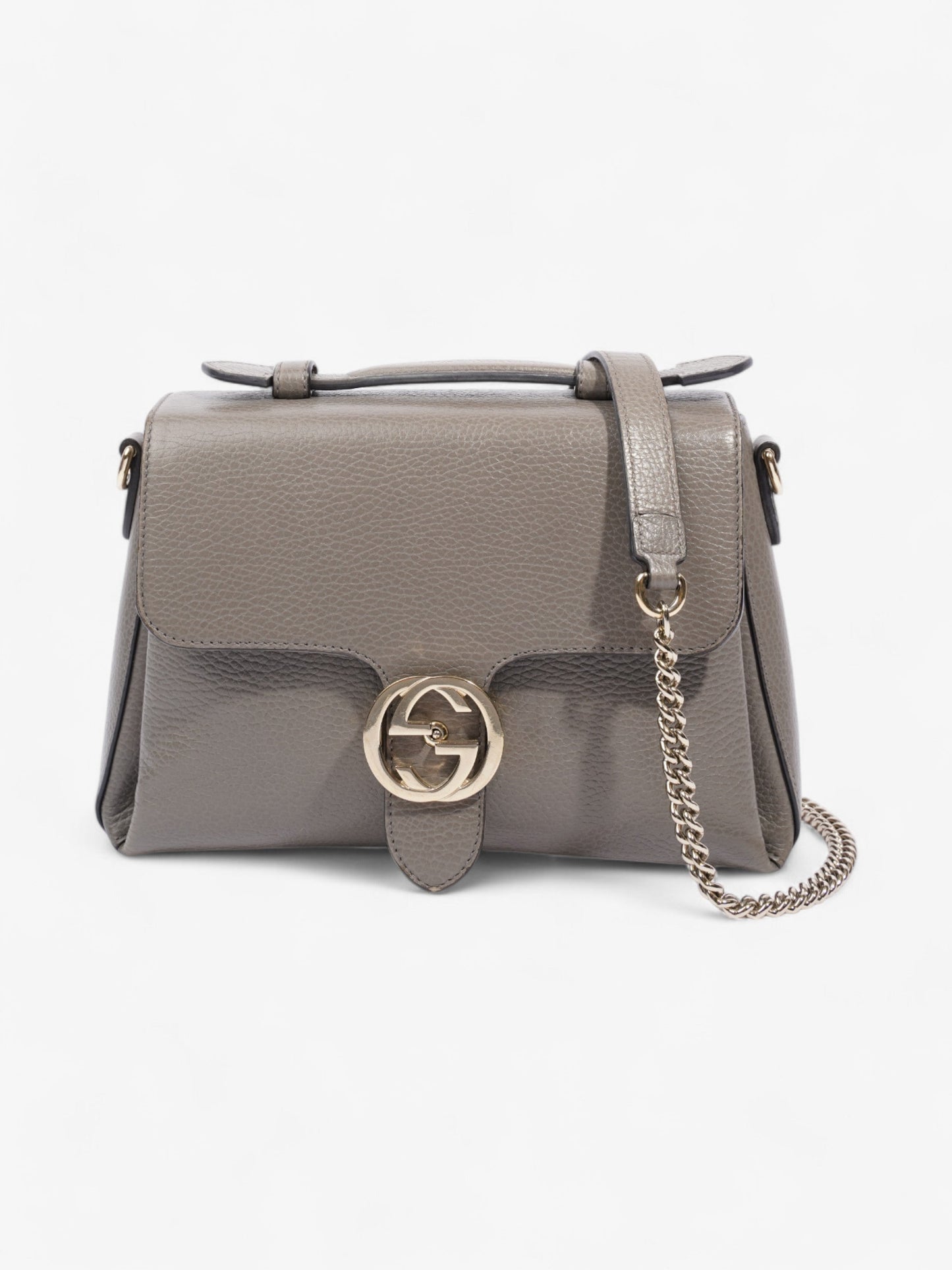 Gucci Dollar Interlocking G Grey Calfskin Leather