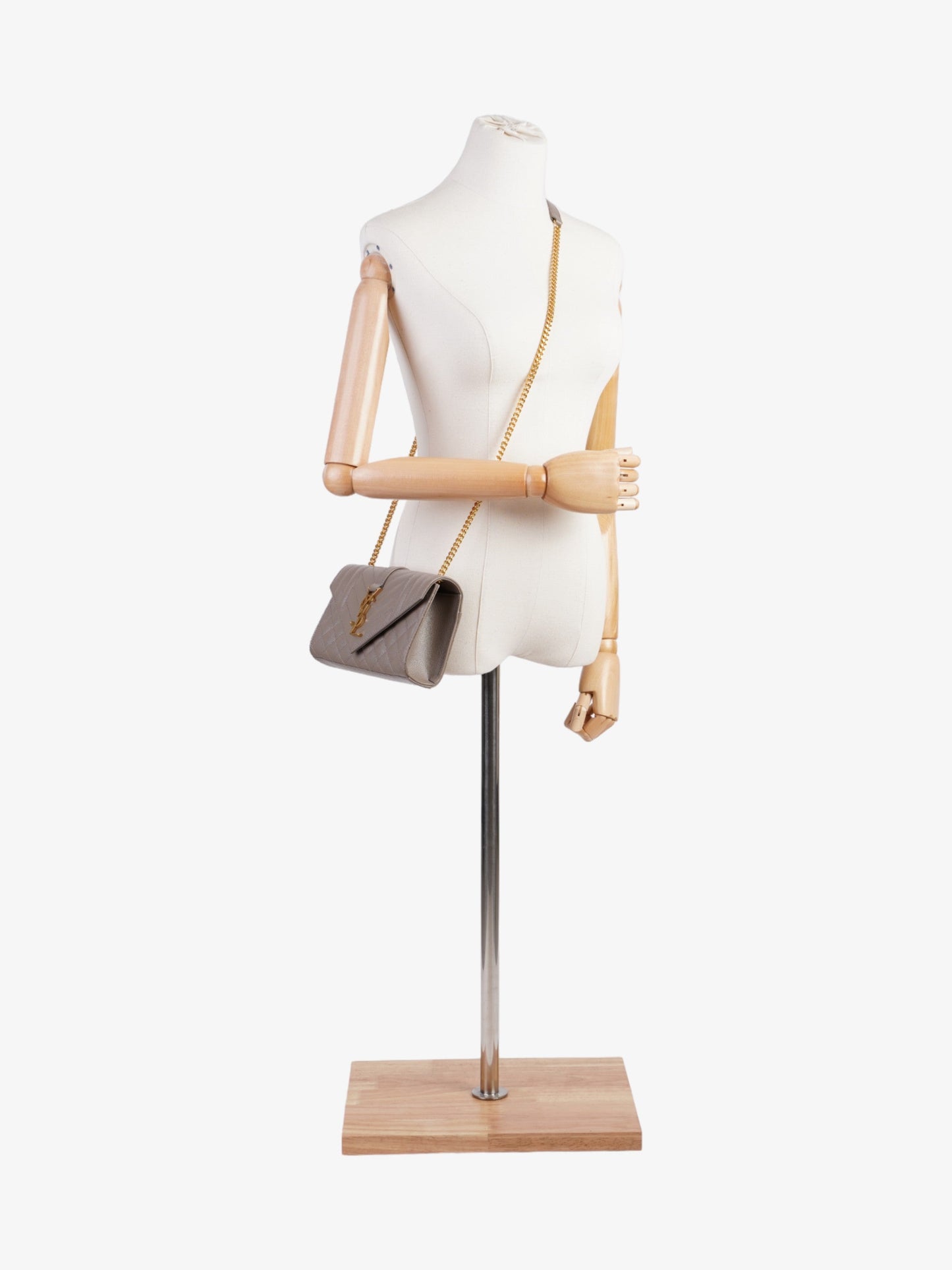 Saint Laurent Envelope Dark Beige Calfskin Leather Small