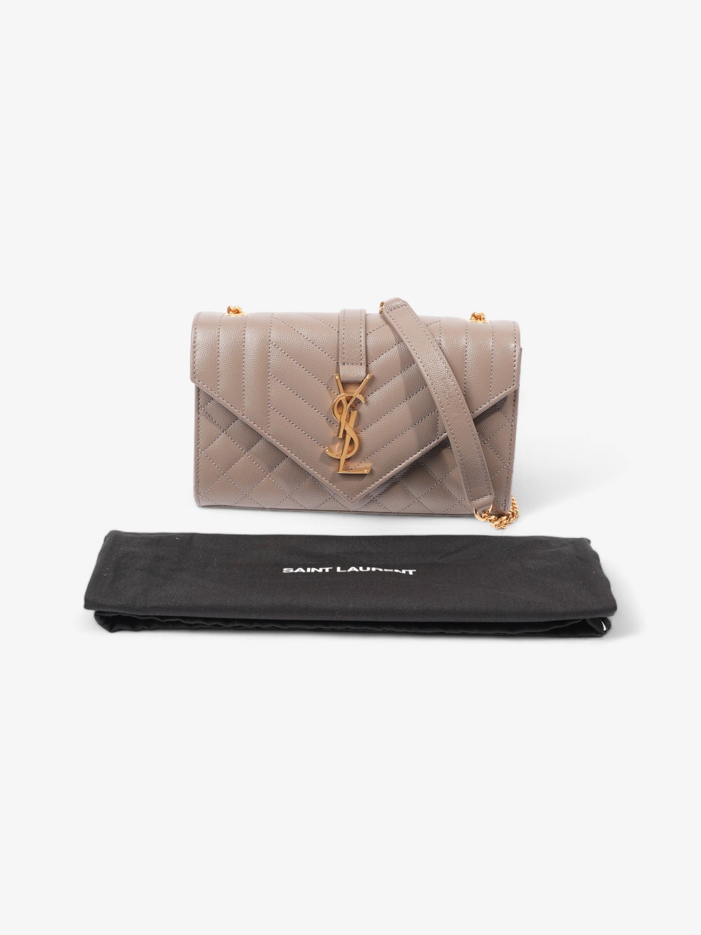 Saint Laurent Envelope Dark Beige Calfskin Leather Small