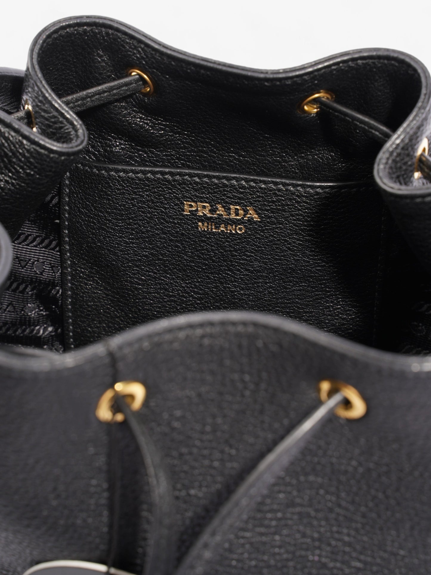 Prada Small Drawstring Black Leather