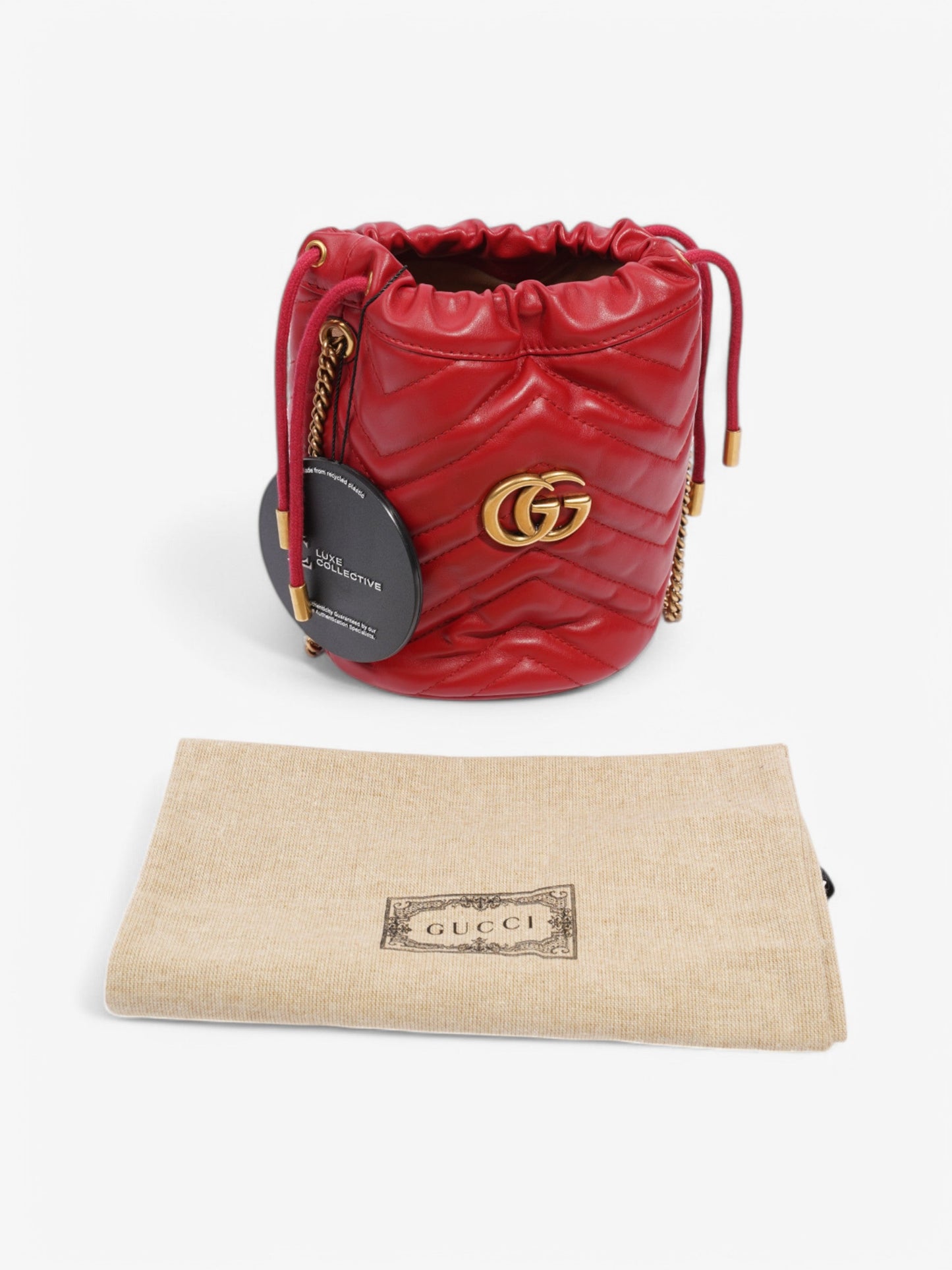 Gucci GG Marmont Bucket Bag Red Matelasse Leather Mini