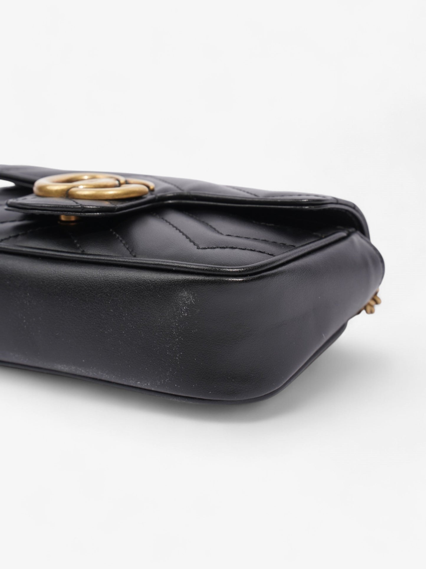 Gucci GG Marmont Black Matelasse Leather Super Mini