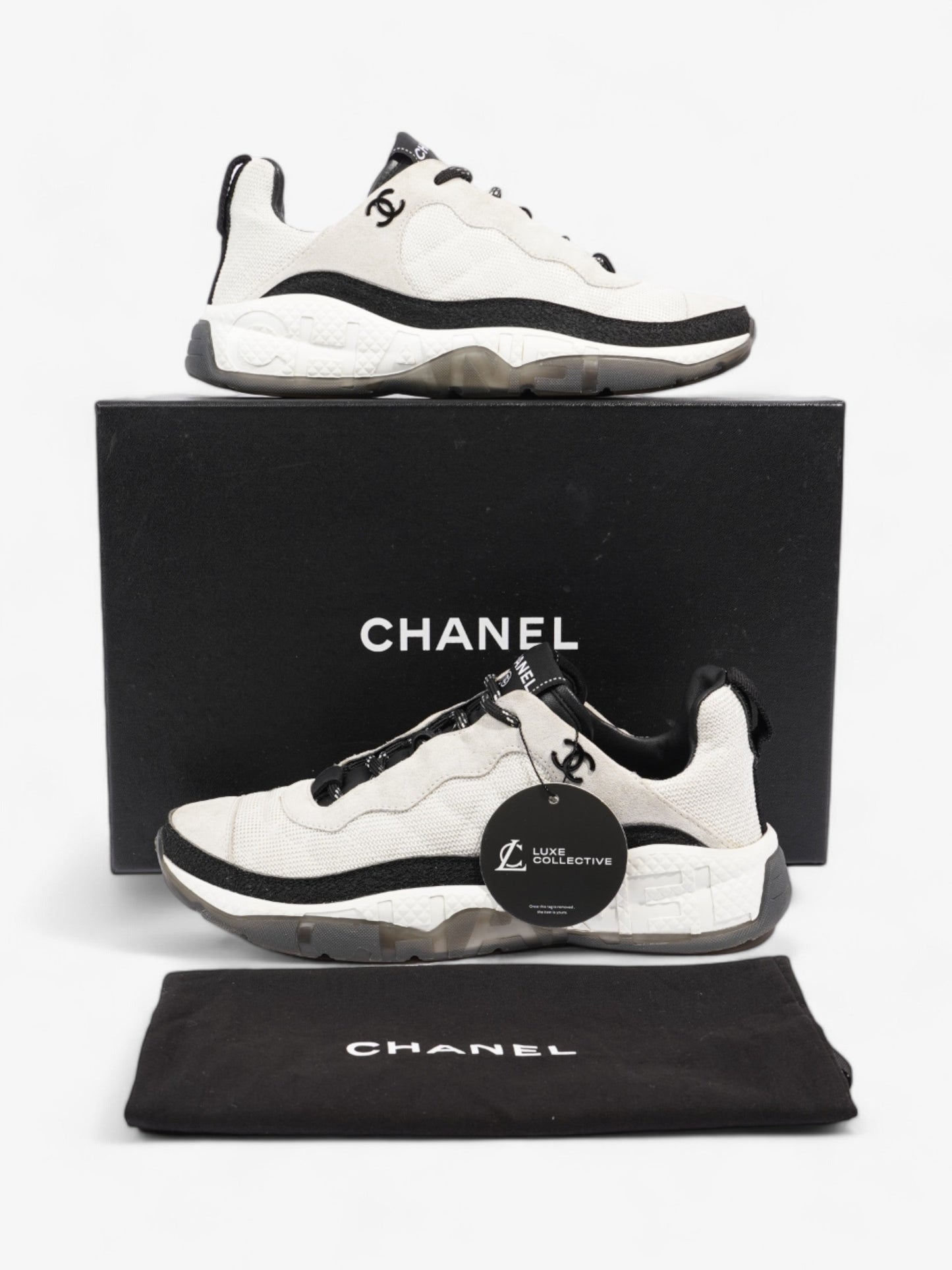 Chanel CC Logo Sneakers White / Black Mesh EU 38.5 UK 5.5