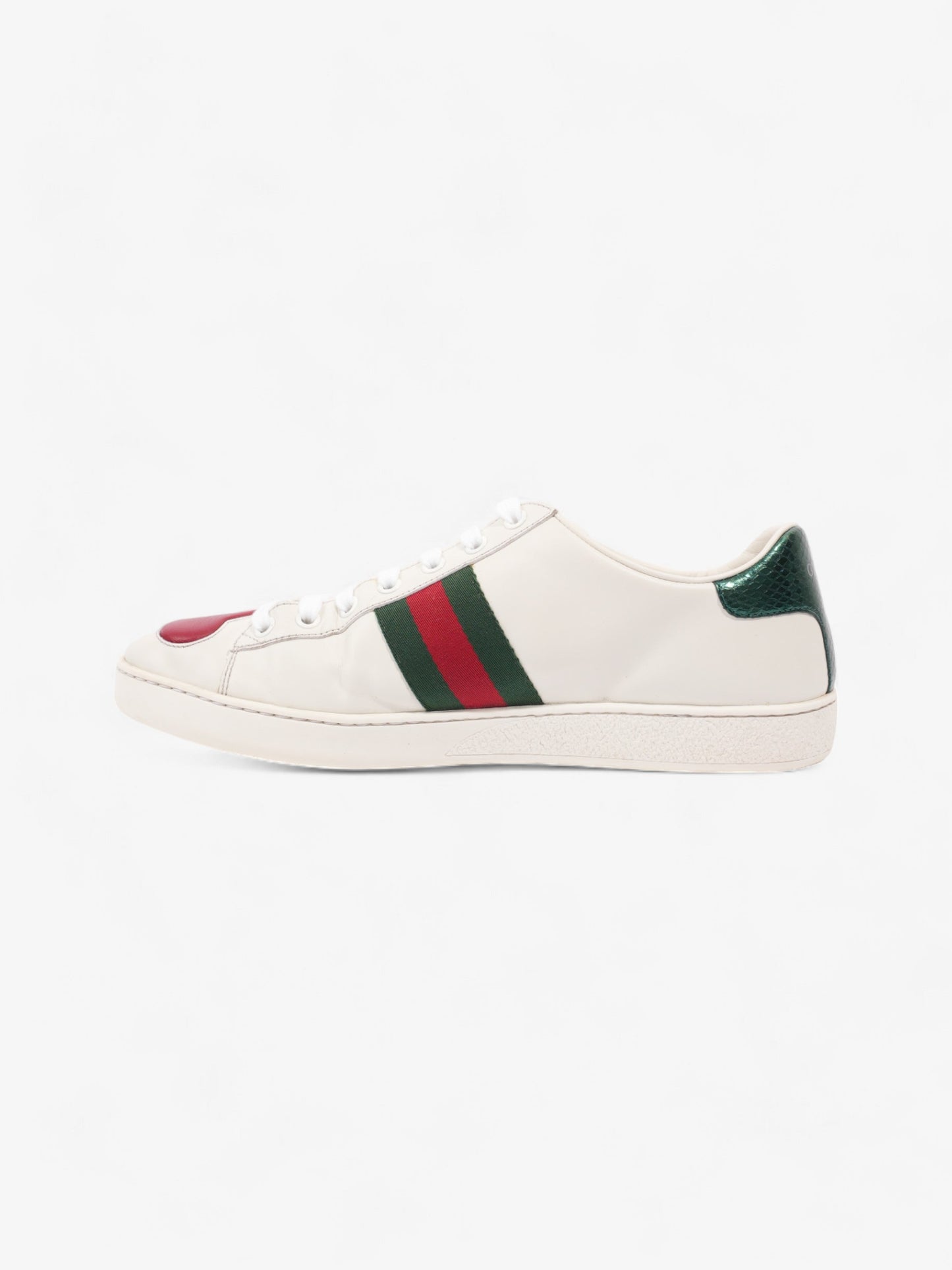 Gucci New Ace Low Heart Sneakers White / Red / Green Leather EU 40 UK 7
