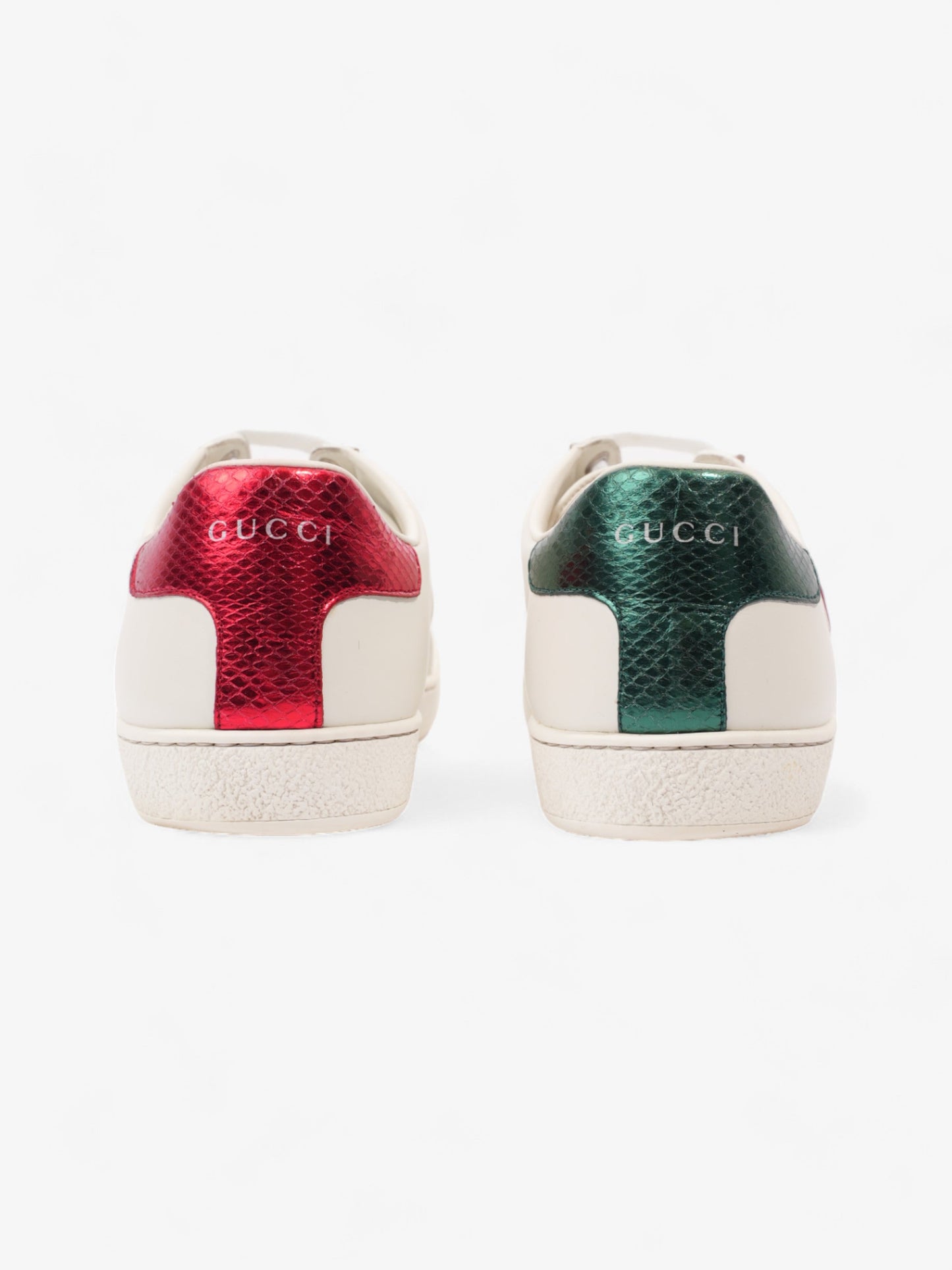 Gucci New Ace Low Heart Sneakers White / Red / Green Leather EU 40 UK 7