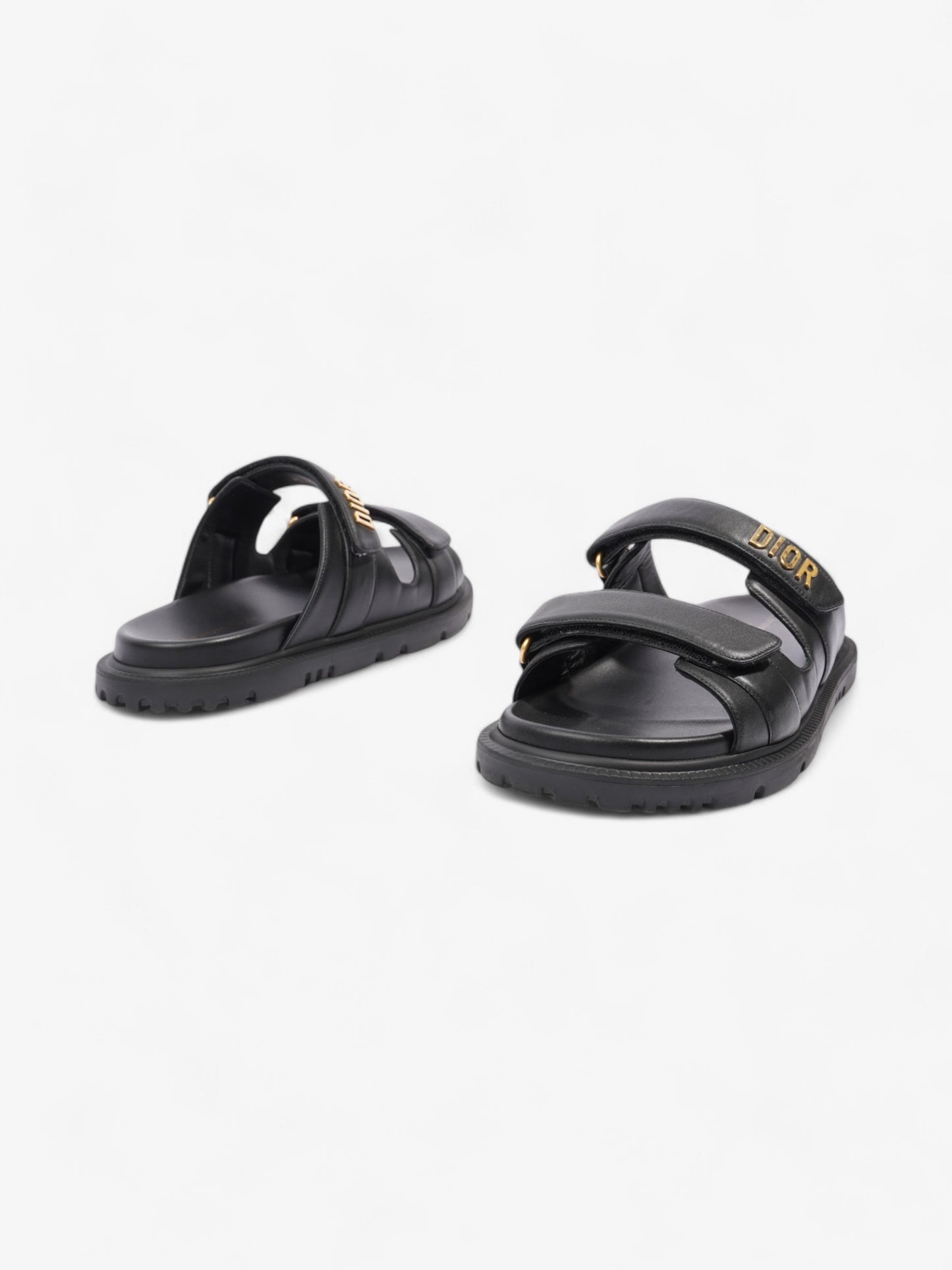 Christian Dior Dioract Sandals Black / Gold Leather EU 41 UK 8