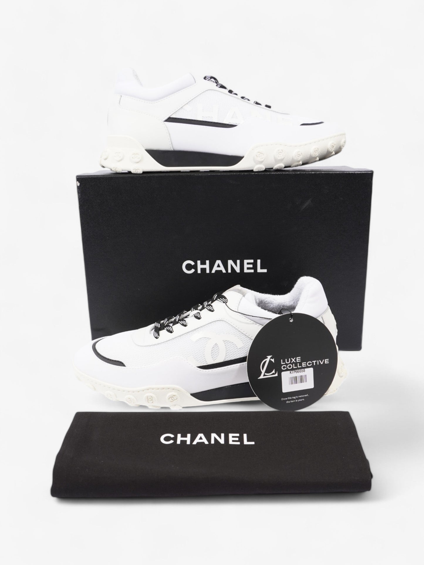 Chanel CC Sneakers White / Black Mesh EU 42 UK 8