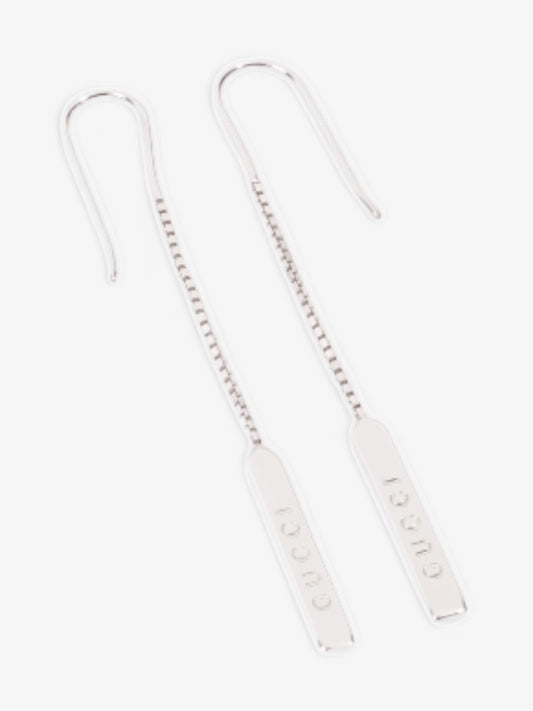 Gucci Trademark Drop Earrings White Gold White Gold