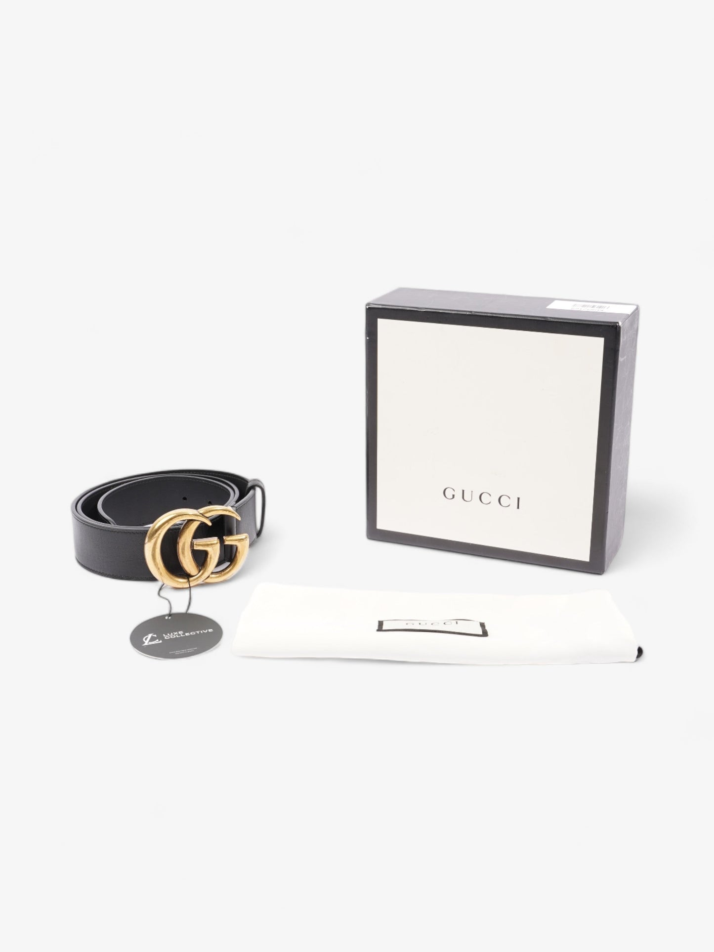 Gucci GG Marmont Wide Belt Black Leather 90cm / 36"