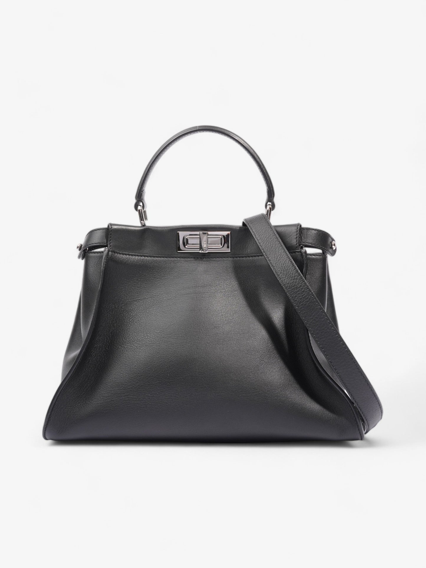 Fendi Peekaboo Black Lambskin Leather Medium