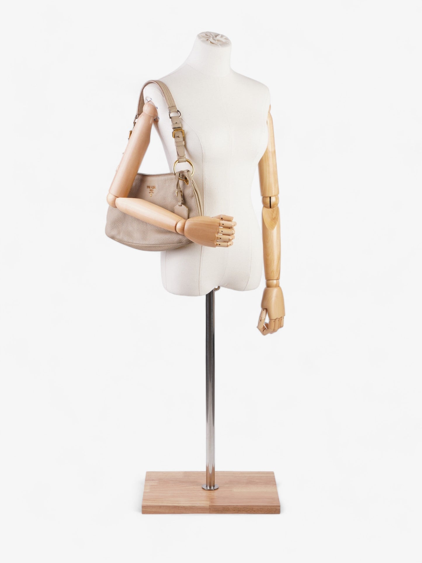 Prada Belted Zipped Beige Leather Medium