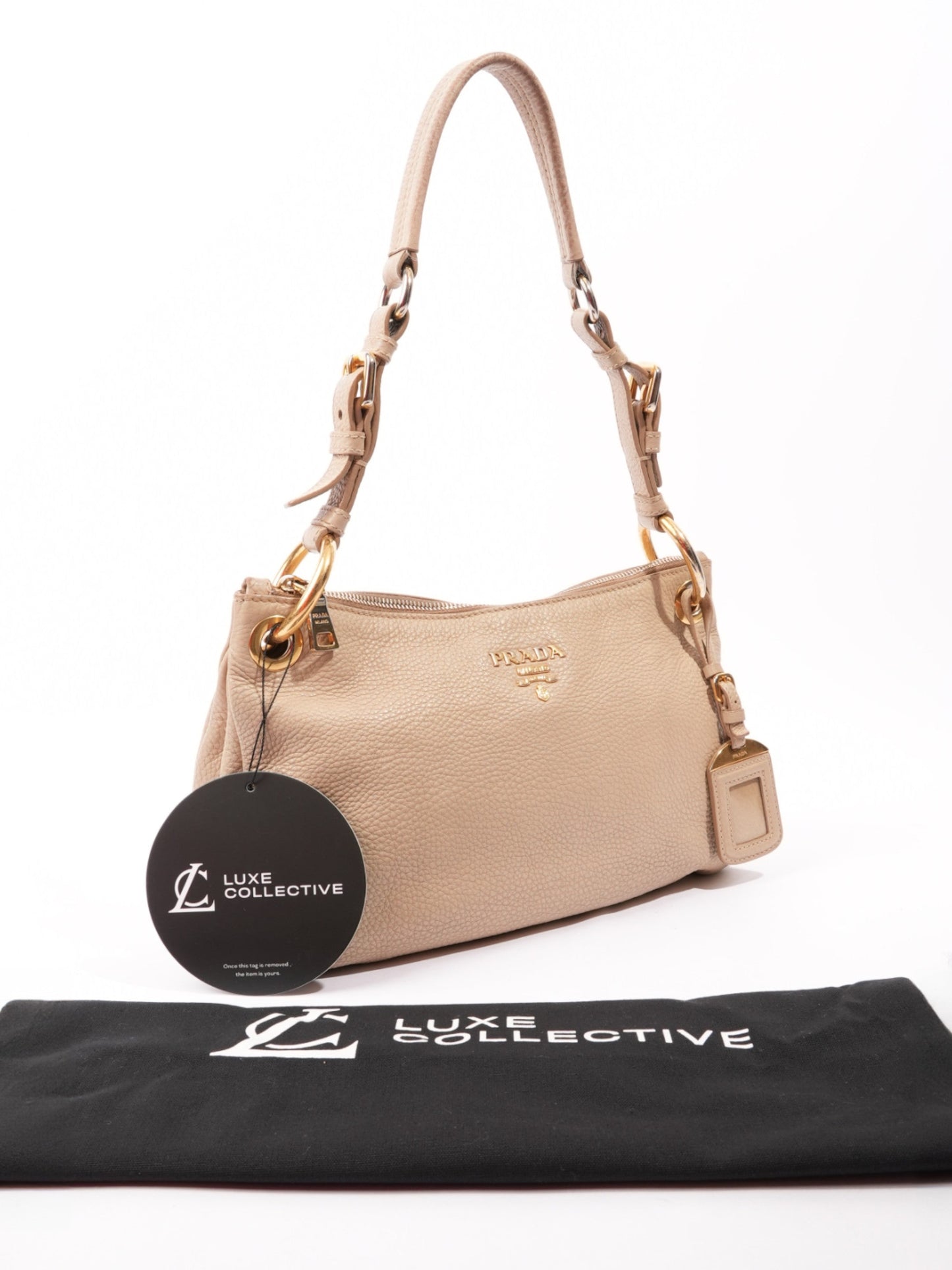 Prada Belted Zipped Beige Leather Medium