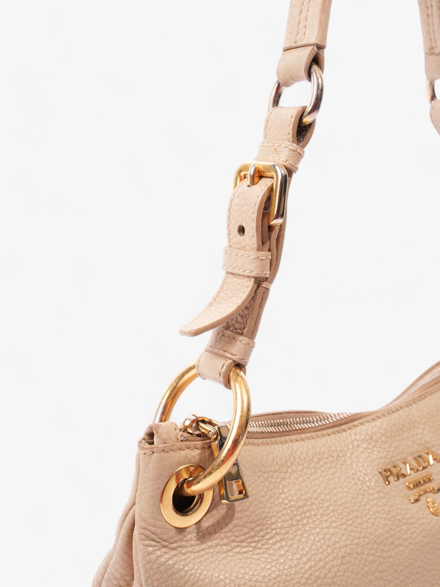Prada Belted Zipped Beige Leather Medium