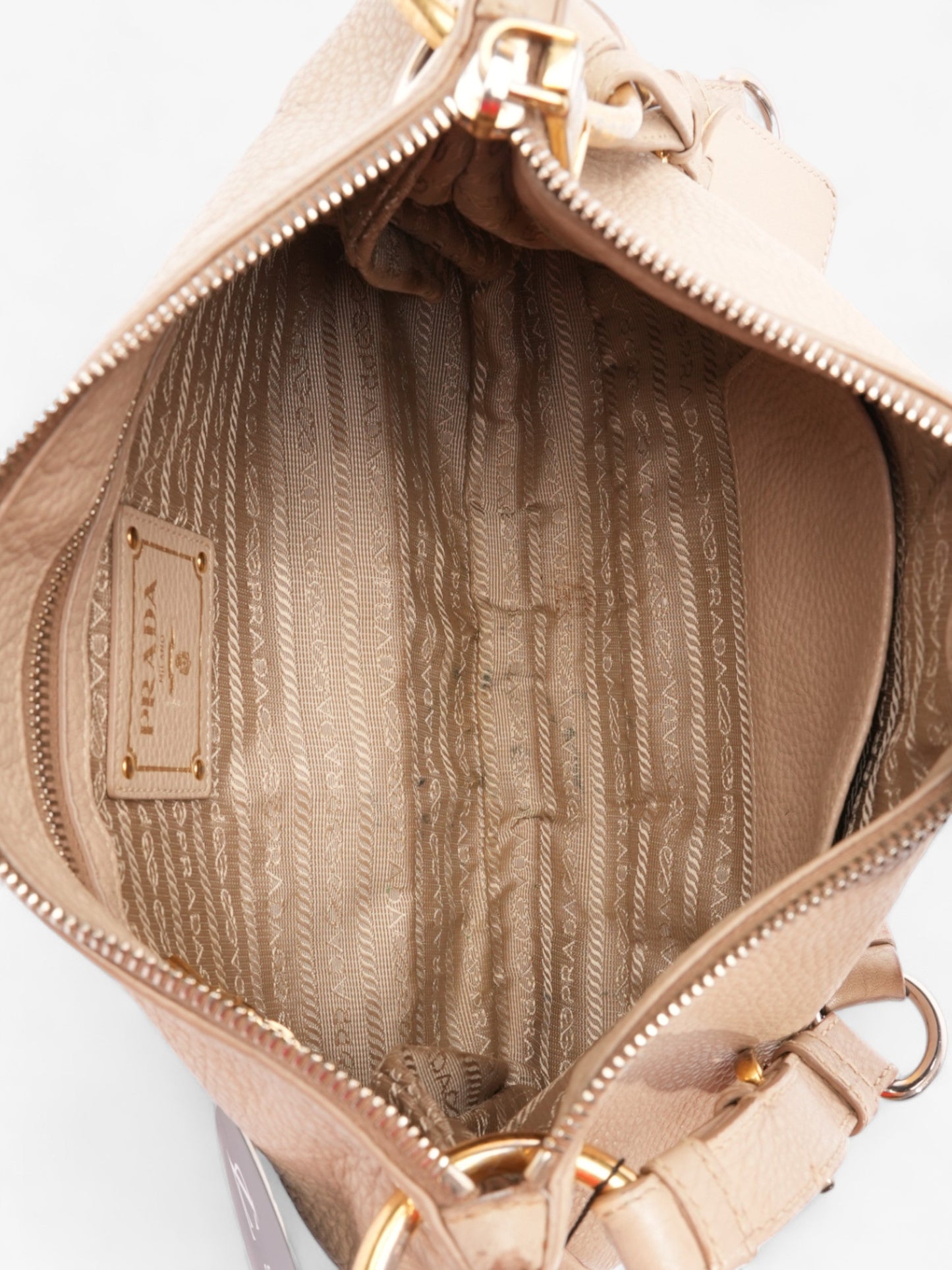 Prada Belted Zipped Beige Leather Medium