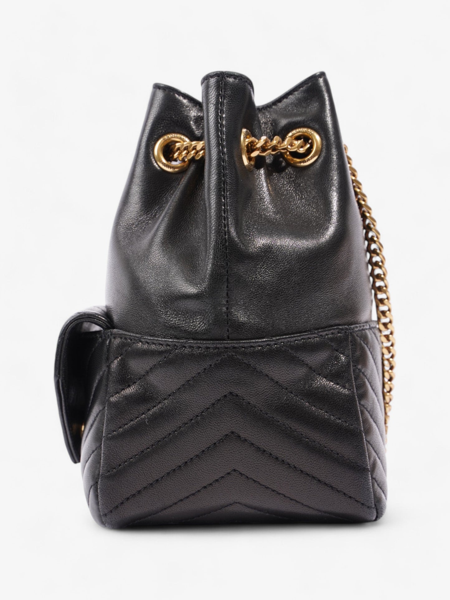 Saint Laurent Monogram Bucket Bag Black Matelasse Leather Mini